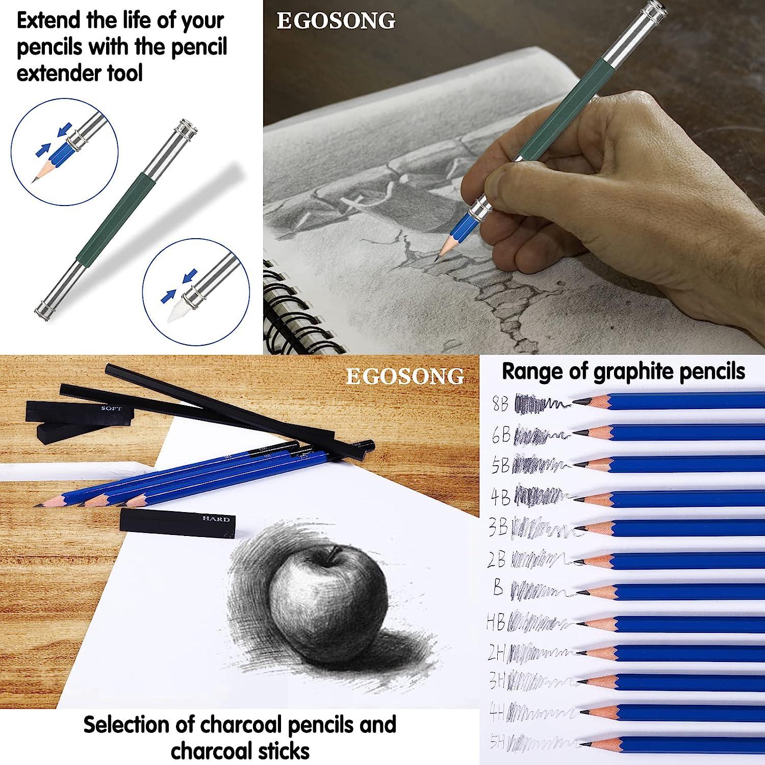 EGOSONG 73 Drawing Set Sketching Kit,Pro Art Sketch Supplies with  Sketchbook,Tut