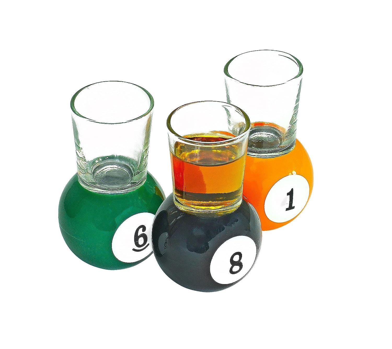 Set of 4 Billiard Ball Drinking Glasses Pool Player Gift Game Room Barware  Tall 16 Ounce Glasses Water Tumblers 