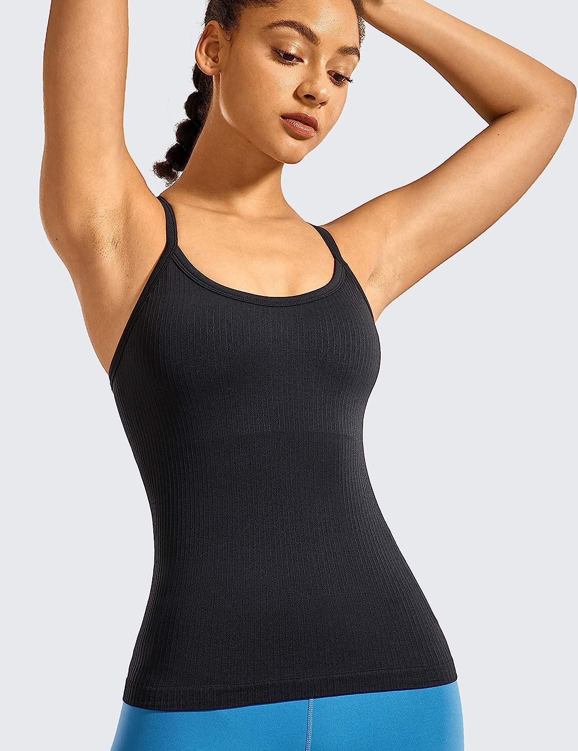 CRZ YOGA Seamless Workout Tank Tops for Women Racerback Athletic Camisole  Sports Shirts with Built in