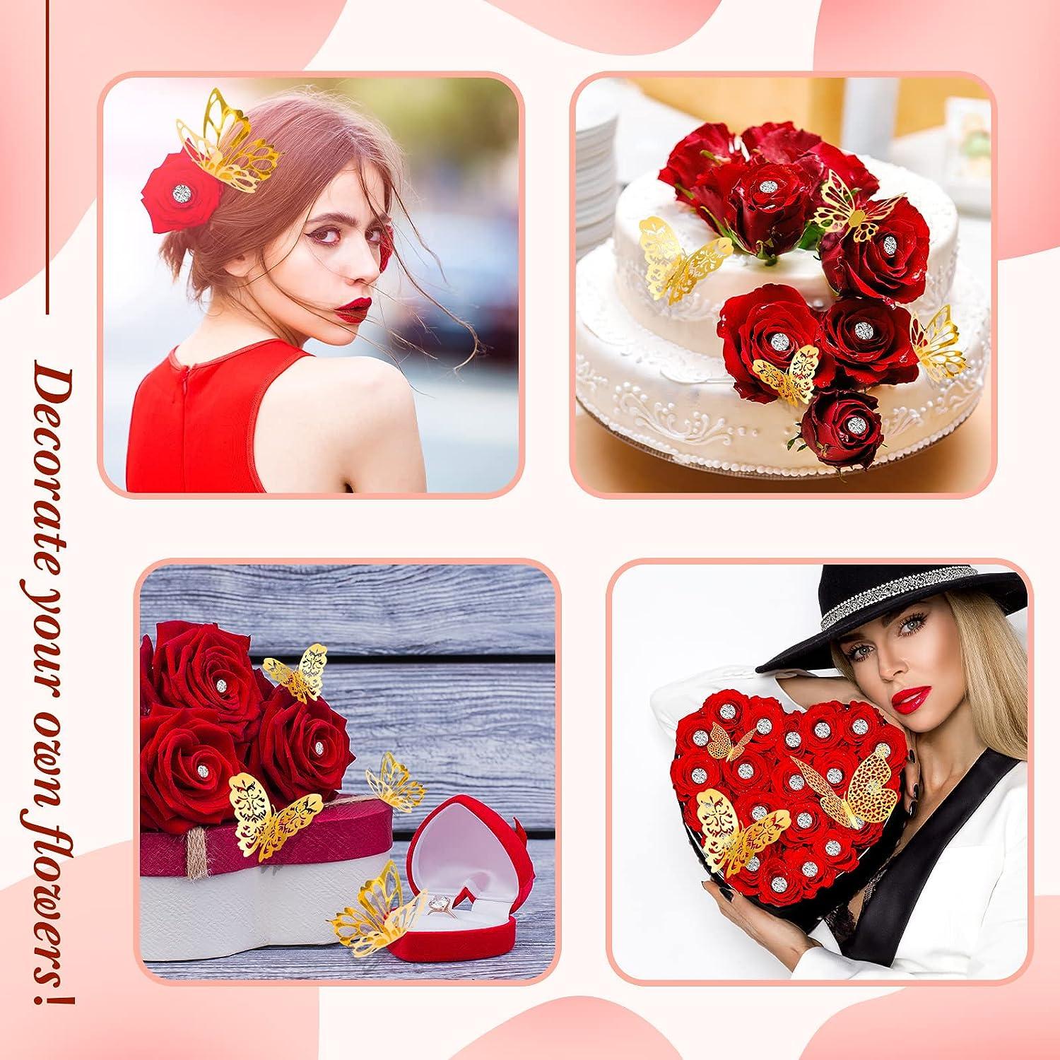 Pinkunn 148 Pcs Flower Bouquet Accessories Bouquet Corsage Pins 3D