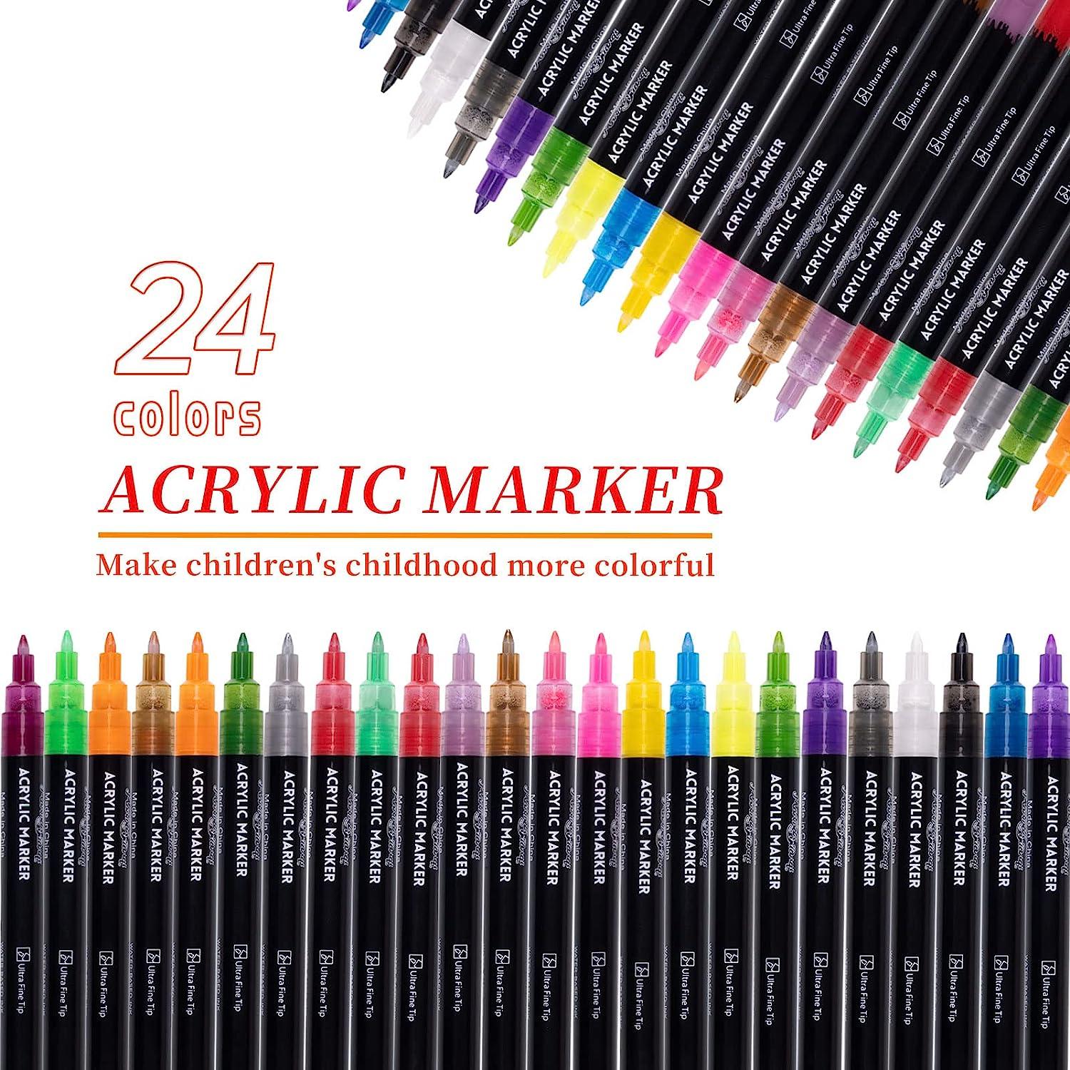  SZYATOOS 24 Colors Acrylic Paint Markers Set, Art Supplies Paint  Pens, For Rock, Ceramic, Glass, Canvas, DIY Artistic Painting Creation  (Single-ended) : Arts, Crafts & Sewing