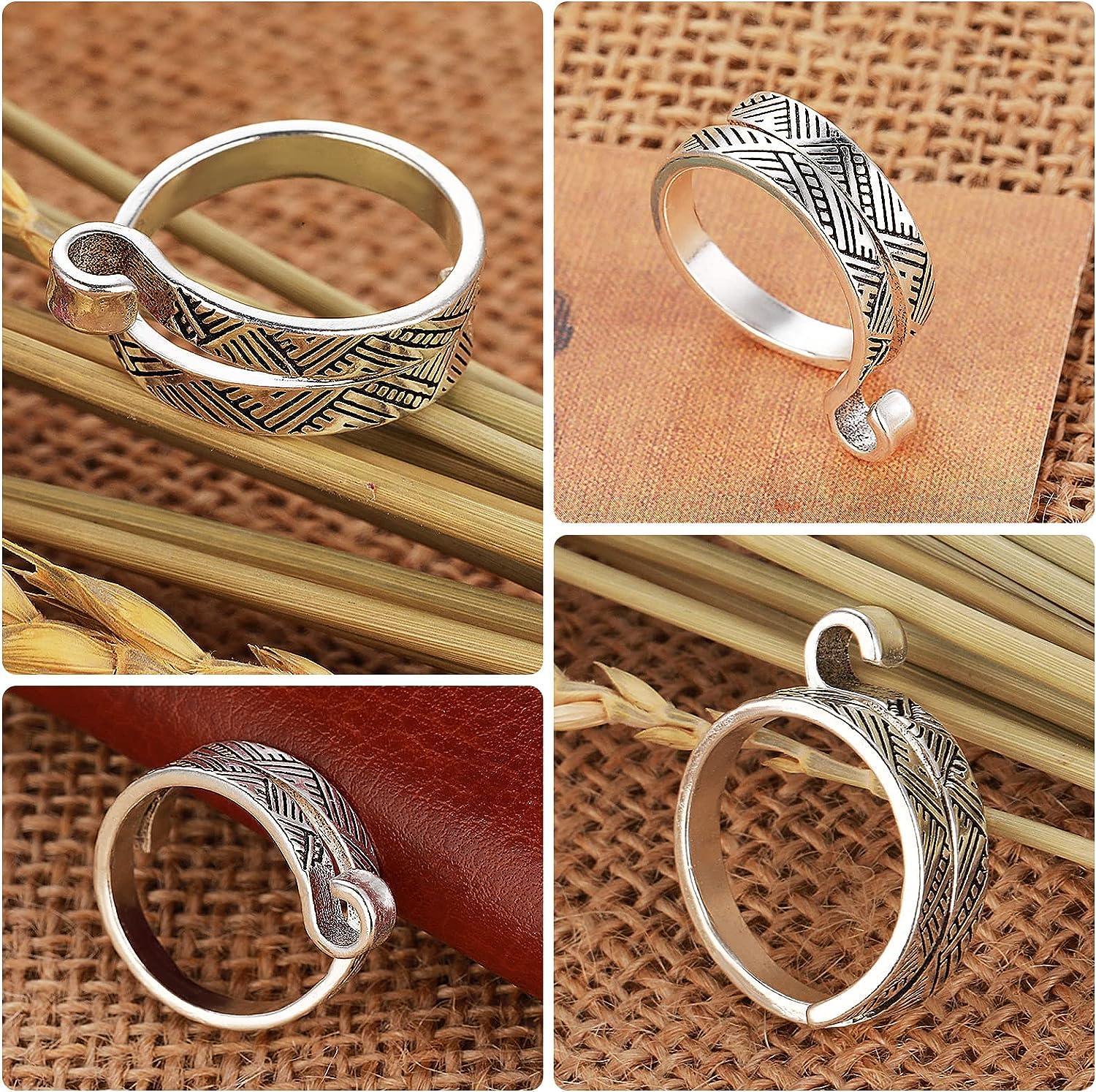 4PCS Metal Knitting Ring Finger Yarn Holder for Knitting Loop