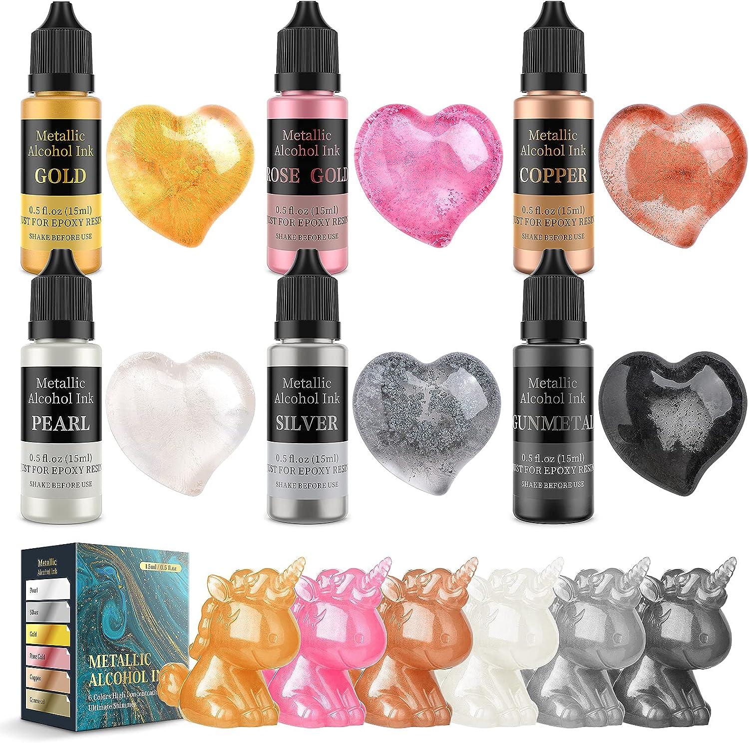 Metallic Alcohol Ink Set 5 Metal Color Alcohol-based Inks for Epoxy Resin  Art Grayscale Alcohol Inks Set Concentrated Shimmer 