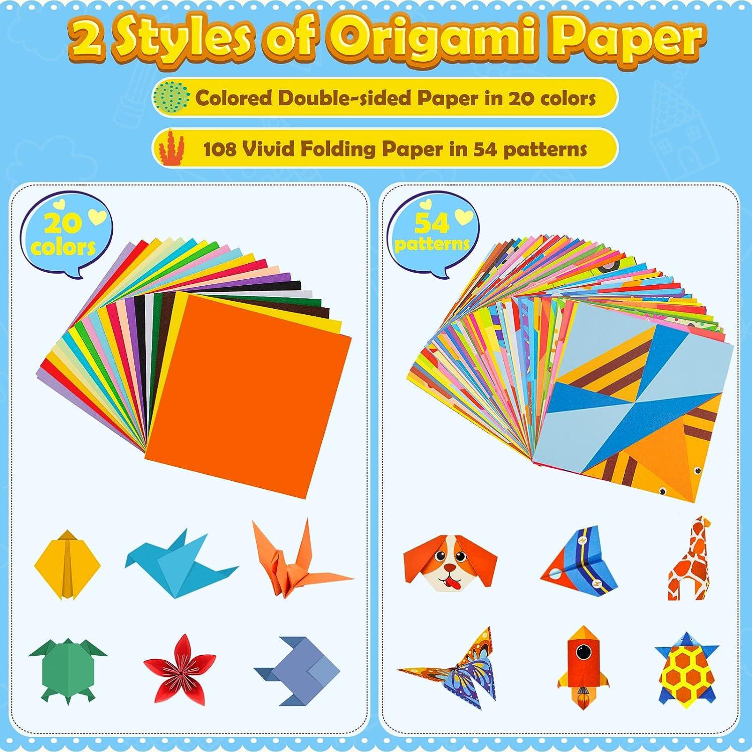 Origami Kit for Kids 108 Sheets Colorful Vivid Origami Paper 54 Origami Projects Animals Pattern with Instructional Origami Book for 5 6 7 8 9 10 11 1