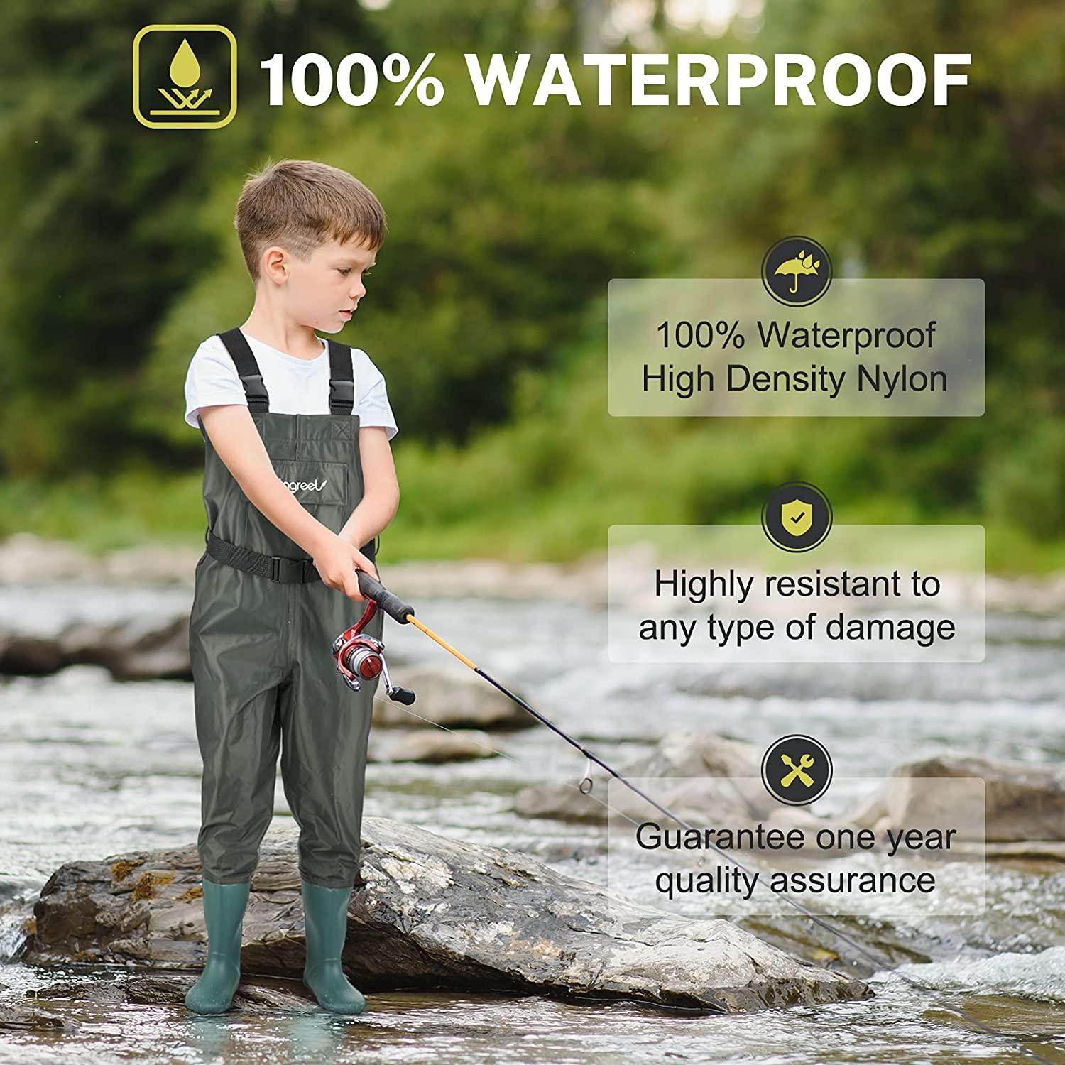 Magreel Child Chest Waders Waterproof Nylon/PVC Youth Waders with Boots  Fishing & Hunting Waders for Toddler Children Boys Girls 12/13 year old big  child