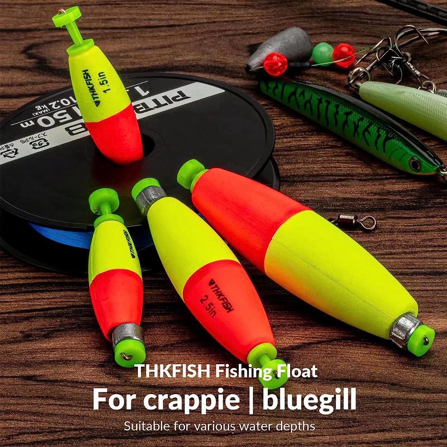 THKFISH Fishing Bobbers Floats 5PCS EVA Foam Round Floats Red/Green Snap-On  Weighted Bobbers Cigar Floats Spring Fishing Buoy Accessories for