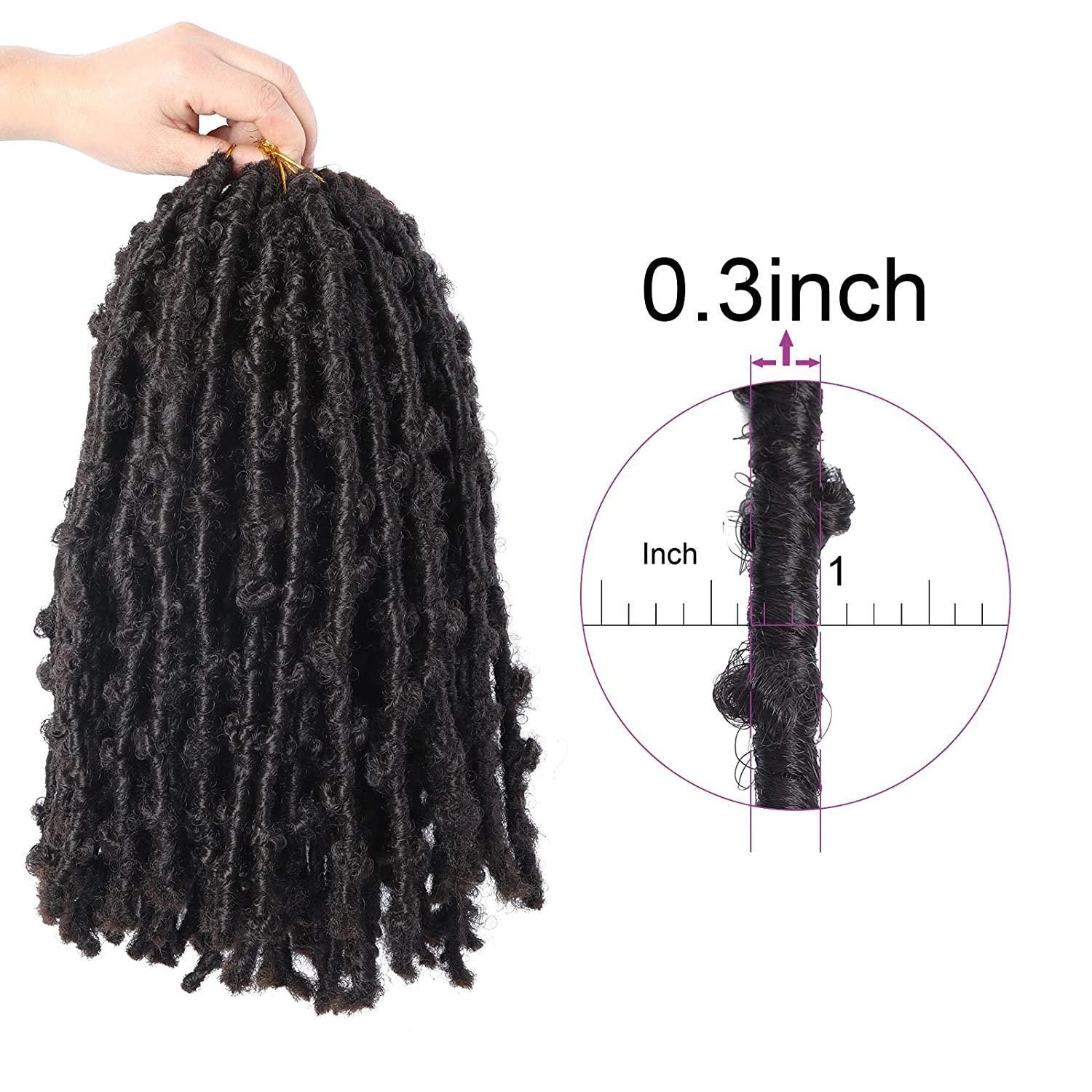 6 Pack Butterfly Locs Hair 14 Inch Pre Looped Distressed Butterfly Locs Crochet  Hair Short Soft Butterfly Locs Crochet Braid Hair Extensions(#4) 14 Inch  (Pack of 6) #4