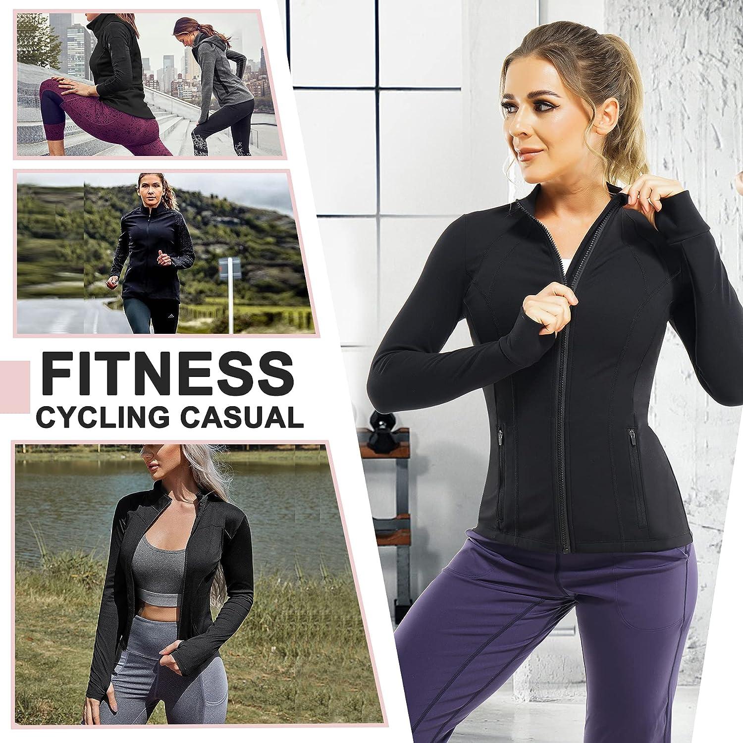 Women's Workout Yoga Jacket: Full Zip, Thumb Holes & Perfect For Running,  Hiking & More!