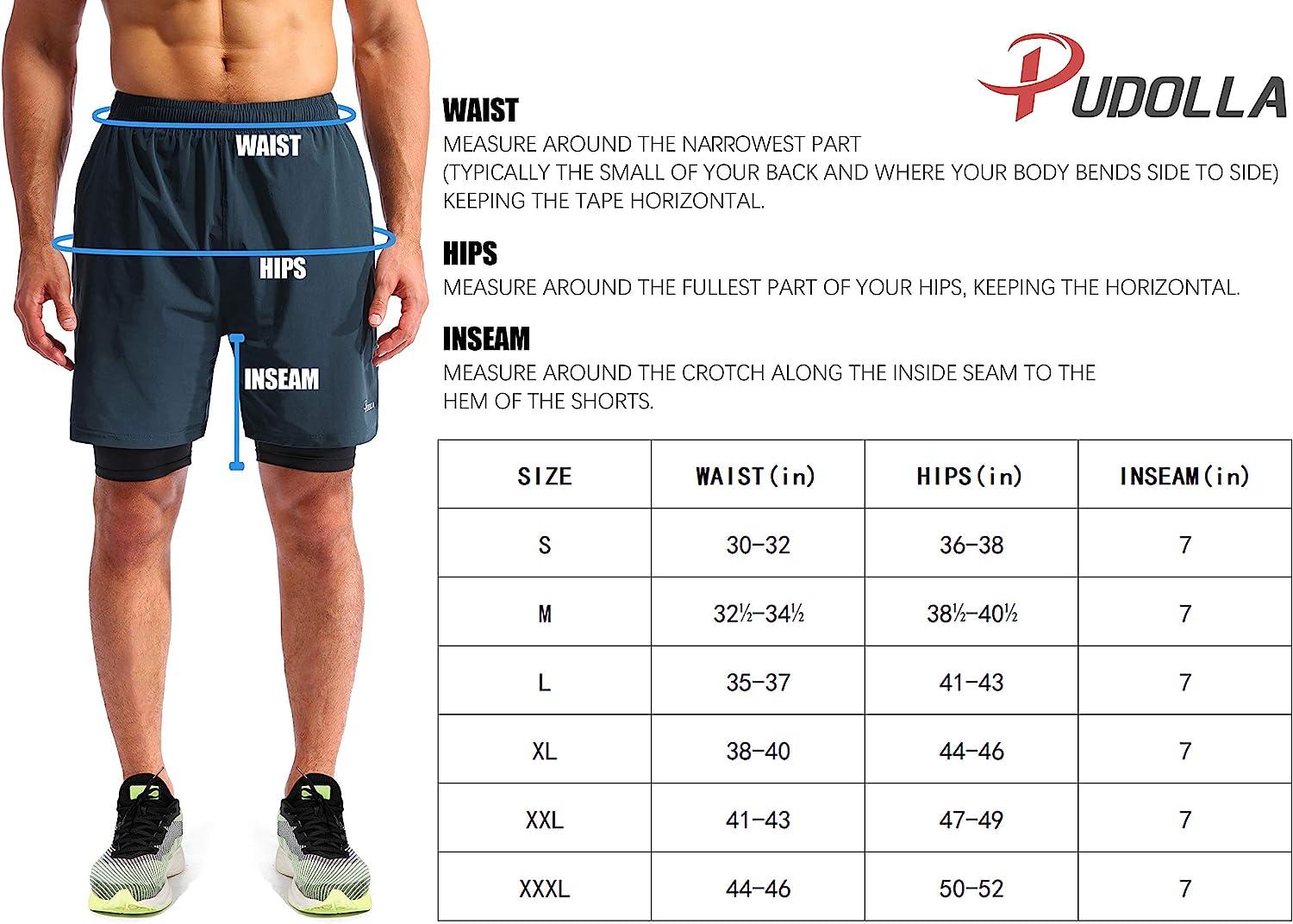 Pudolla Men's Running Shorts 3 Inch Quick Dry Gym Athletic Workout