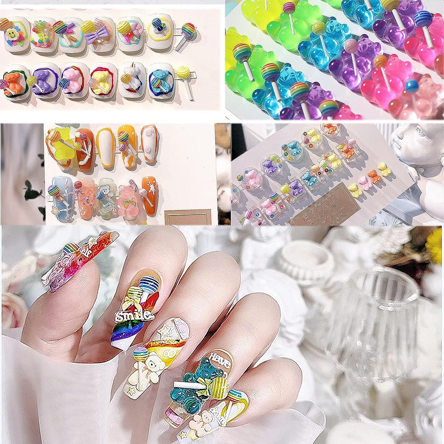 Sweet treats nail art! Rainbow sprinkles, lollipop, gingerbread