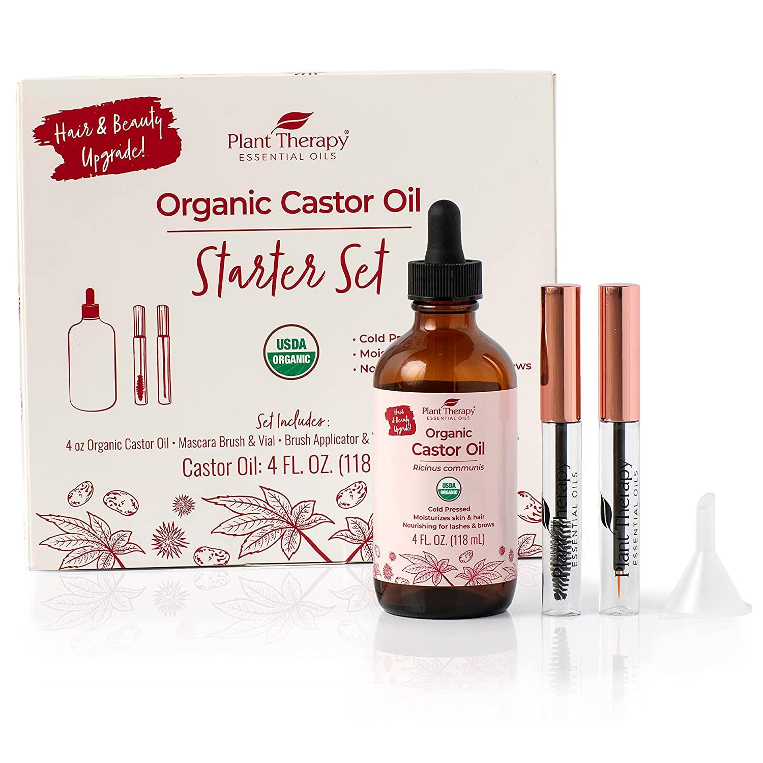 Plant Therapy Castor Oil Starter Set USDA Organic Cold Pressed 100% Pure  Hexane Free, Conditioning & Healing, For Dry Skin, Hair Growth - Skin, Hair