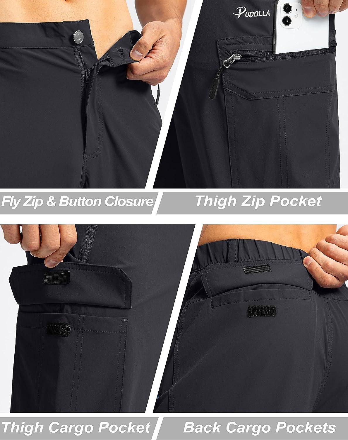  Pudolla Men's Hiking Cargo Pants Lightweight Outdoor