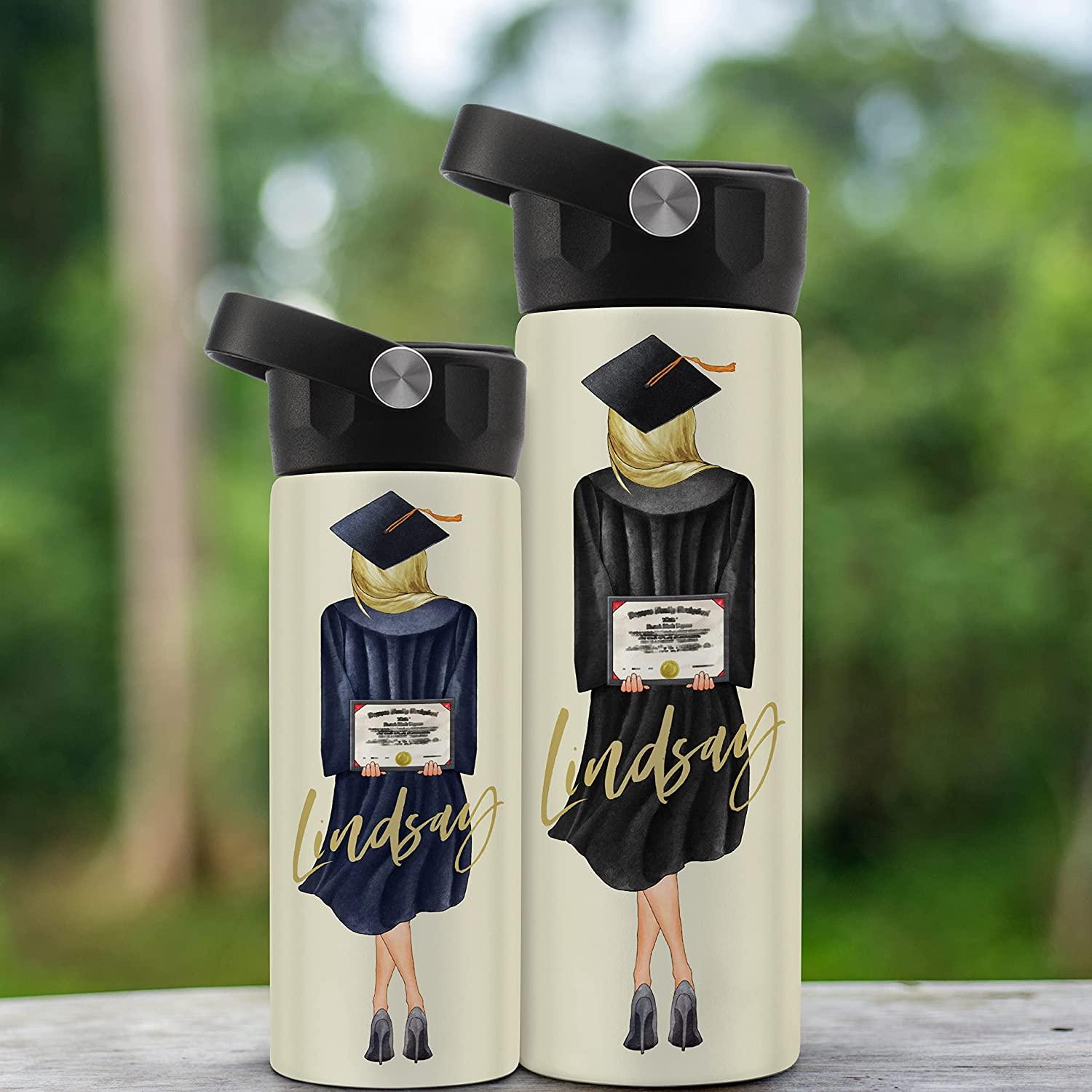 The Trendy Turtle Personalized Graduation Class of 2023 Water Bottle -  Aluminum Reusable Drink Canister Keepsake with Custom Name