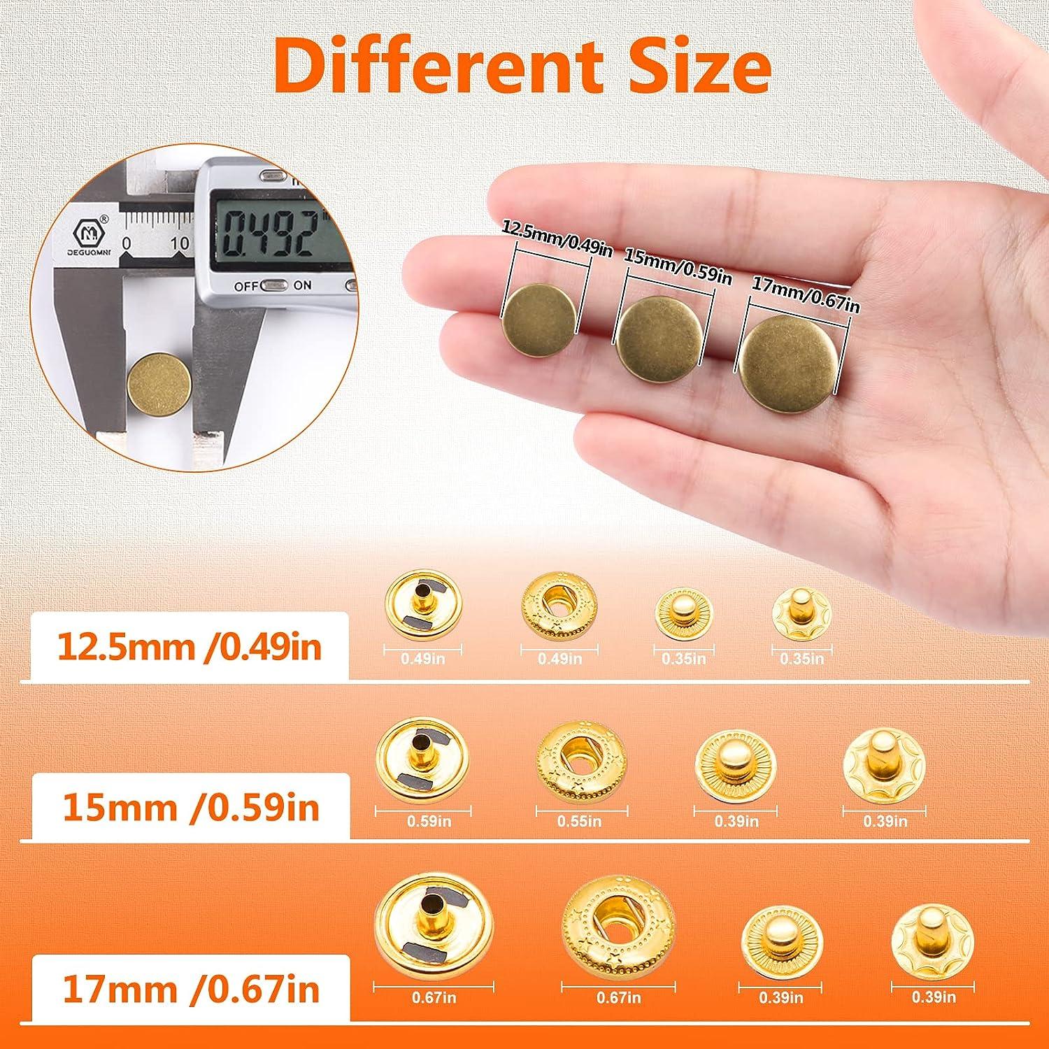 15mm Leather Snaps Fasteners Kit, 4 Color Metal Button Snap Press