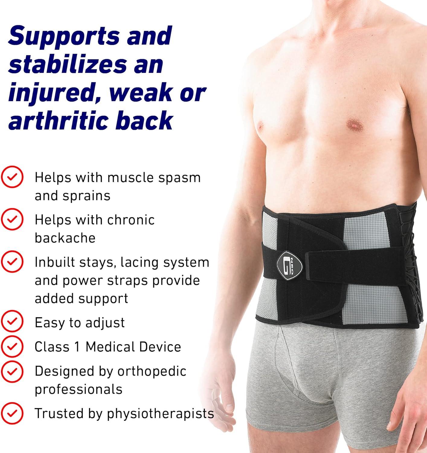 NEO G Back Brace with Power Straps - Black - Medical Grade Quality