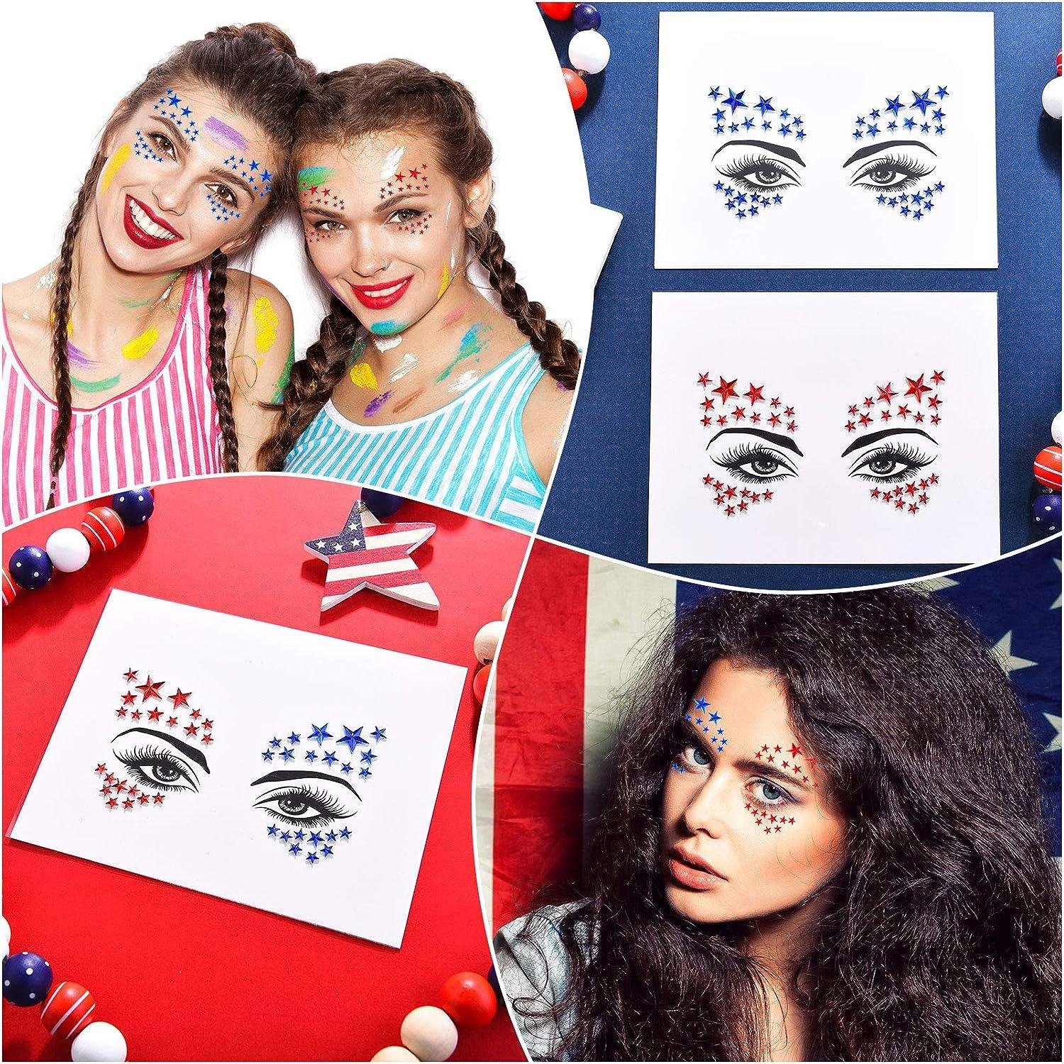 Uptotop 4th of July Make A Face Stickers for Kids 36 Sheets 6 Patterns