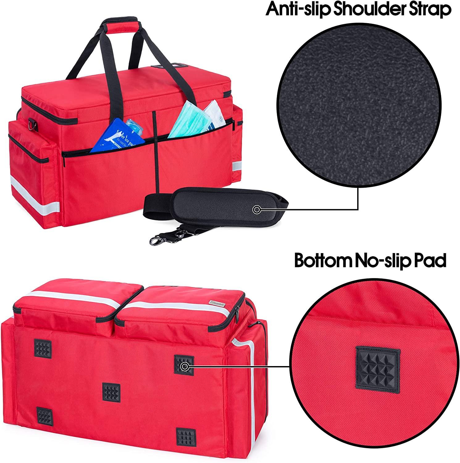  Trunab Emergency Responder Trauma Bag Empty, Professional First  Aid Kits Storage Medical Bag with Inner Dividers and Anti-Scratch Bottom,  Ideal for EMT, EMS, Paramedics, Red, Bag ONLY : Health & Household