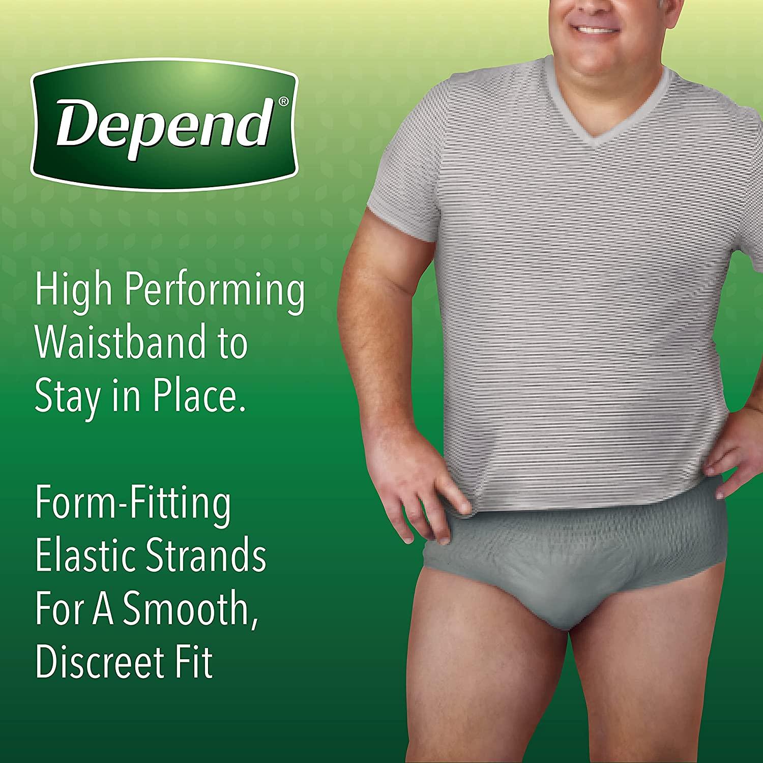 Depend Real Fit Adult Incontinence Underwear for Men, Maximum Absorbency,  L/XL, Black & Grey, 12 Count, Health & Personal Care