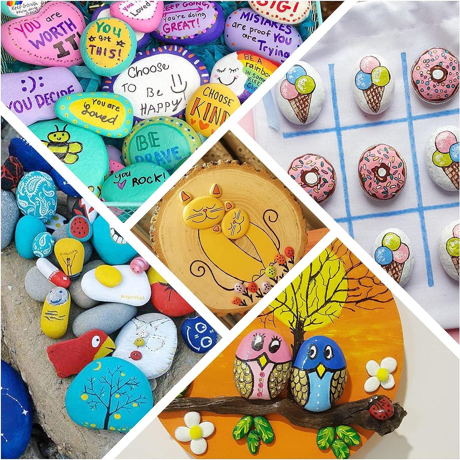 Craft Rocks for Rock Painting, 7 Smooth Flat Surfaced Stones for Kindness  Stones and Rock Painting, 2 - 3.5 Inch River Rocks