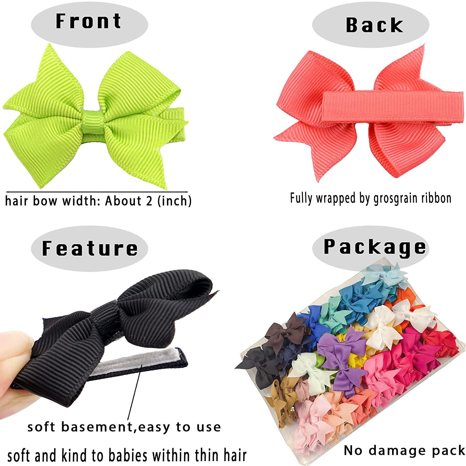 50PCS/25 Pairs Baby Hair Clips 3 Inch Grosgrain Ribbon Hair Bow Alligator  Hair Clips Hair Accessories for Infants Toddlers Kids Children Multicoloured