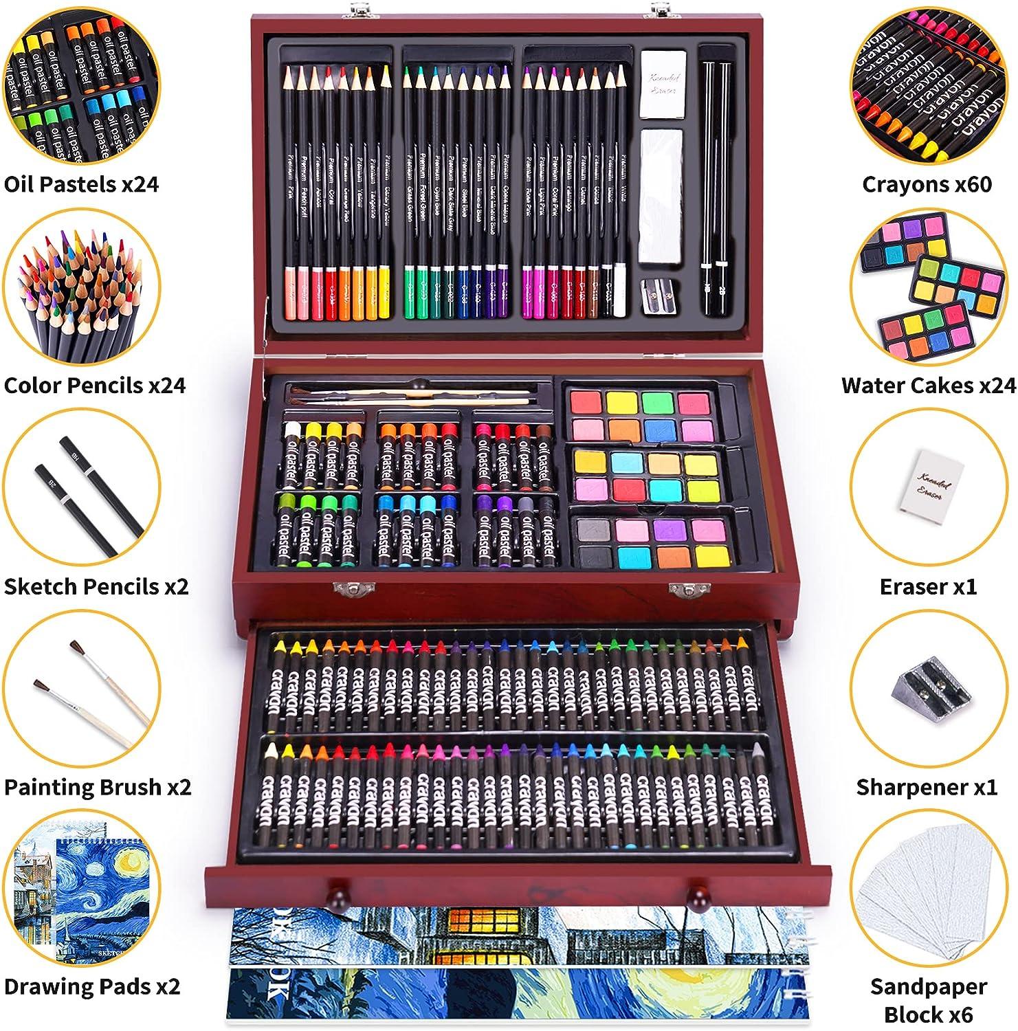 UOXOO 128 pieces Art Set, Portable Drawing Painting Art Supplies，Gifts for  Kids Girls Boys Teens 6-8-9-12, Coloring Art Kit Gift Case: Crayon, Oil  Pastel, Colored Pencil, Watercolor, Paper (Pink) : Amazon.in: Toys