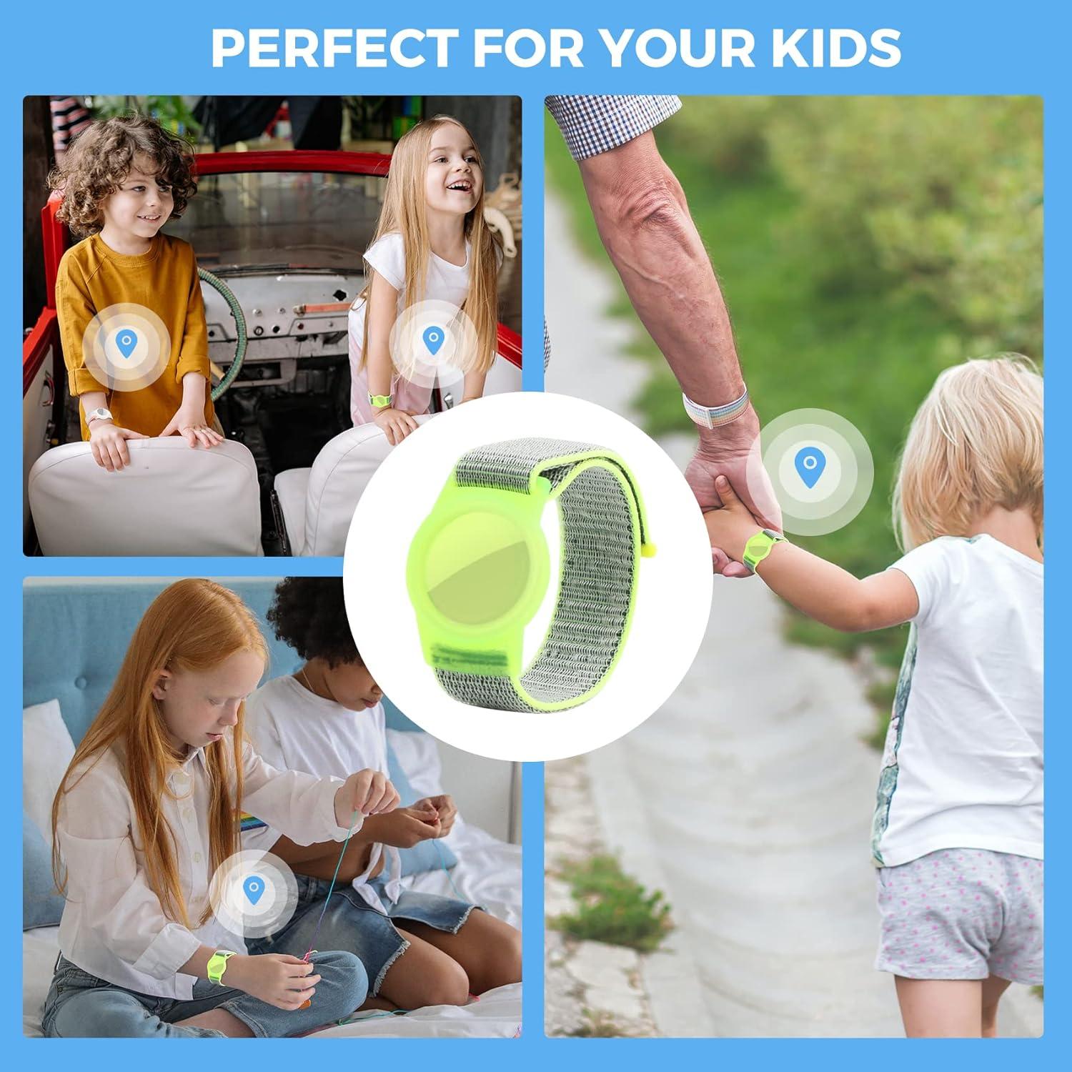 AirTag Bracelet for Kids, Apple Air Tag Protective Cover with Nylon  Wristband, Anti Lost GPS Trackers Case Cover Elastic Watch Band for  Toddlers Girls