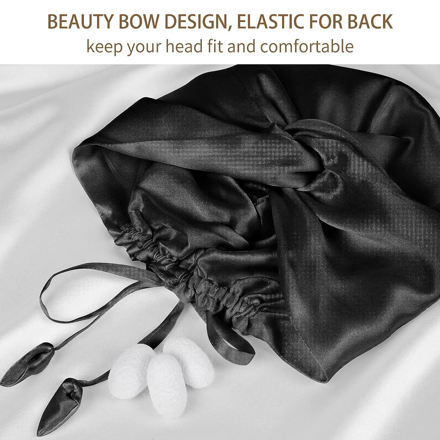 OLESILK Silk Lined Sleep Cap for Women, Silk-Bonnet Hair Cover for