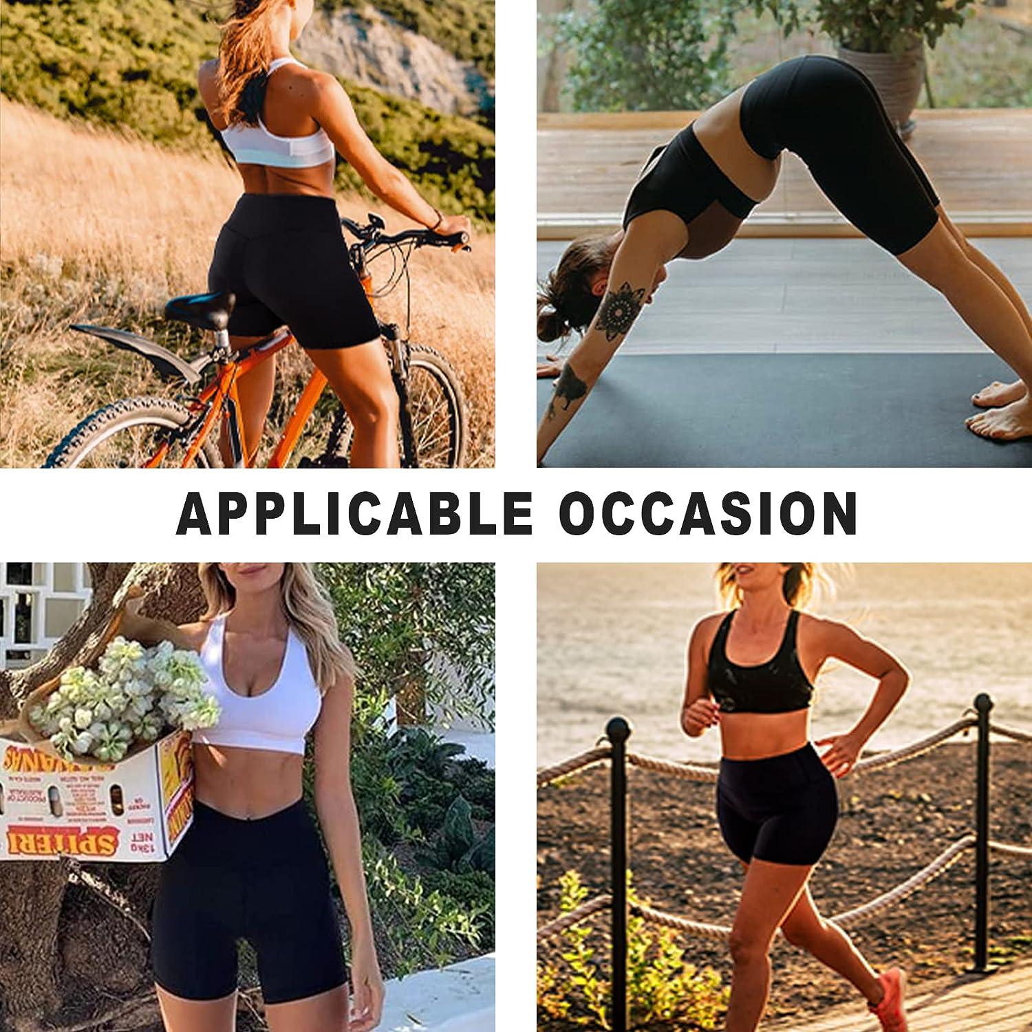Buy Womens 5 Crossover Workout Shorts High Waisted Ribbed Butt Lift Biker  Running Compression Yoga Shorts, Black, Medium Short at