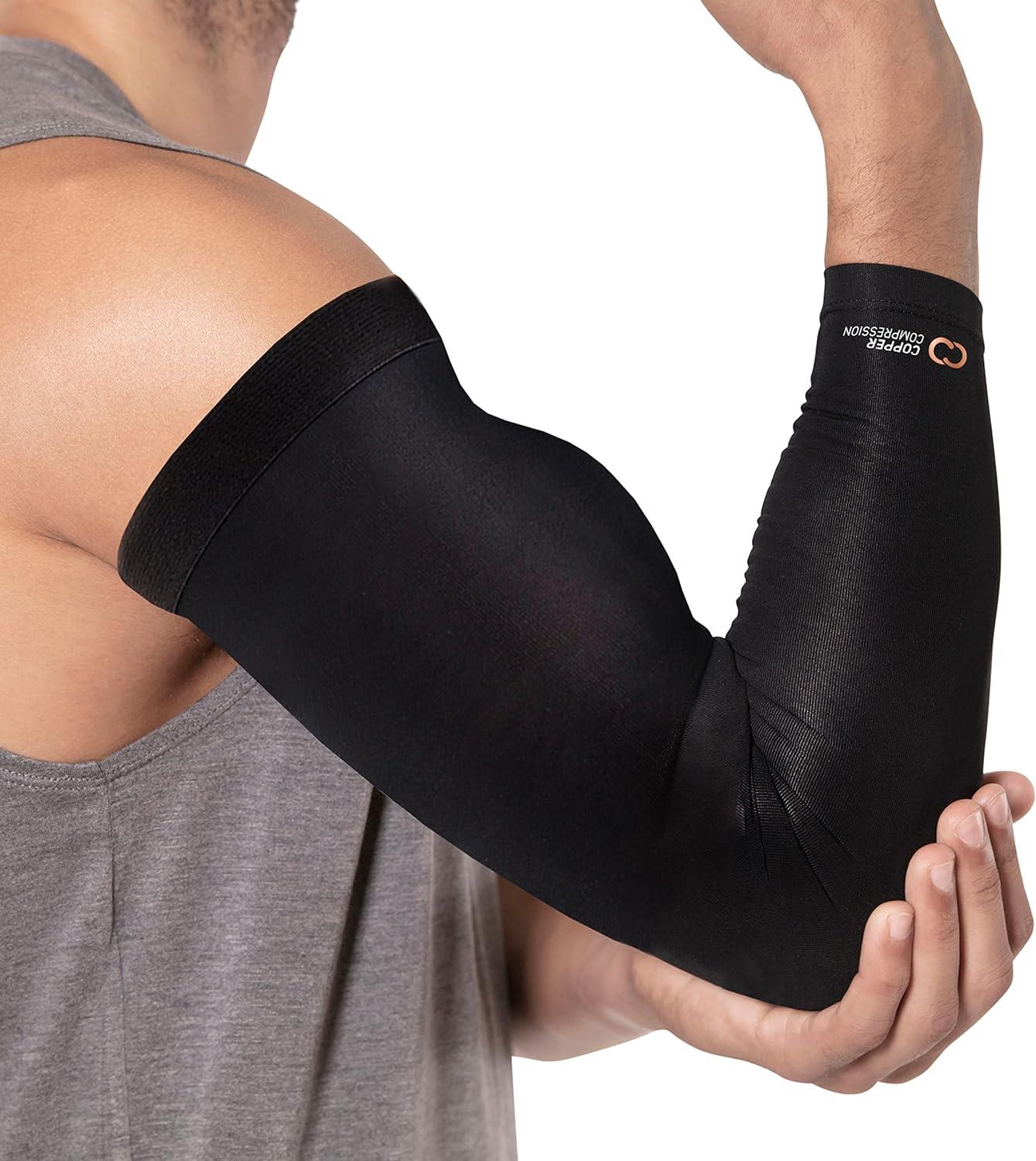 Copper Compression Arm Brace - Copper Infused Sleeve for Arms Forearm  Bicep. Tennis Elbow Basketball Golf Arthritis Tendonitis Bursitis  Osteoporosis Rehab Post Surgery Physical Therapy. (M) Medium (Pack of 1)