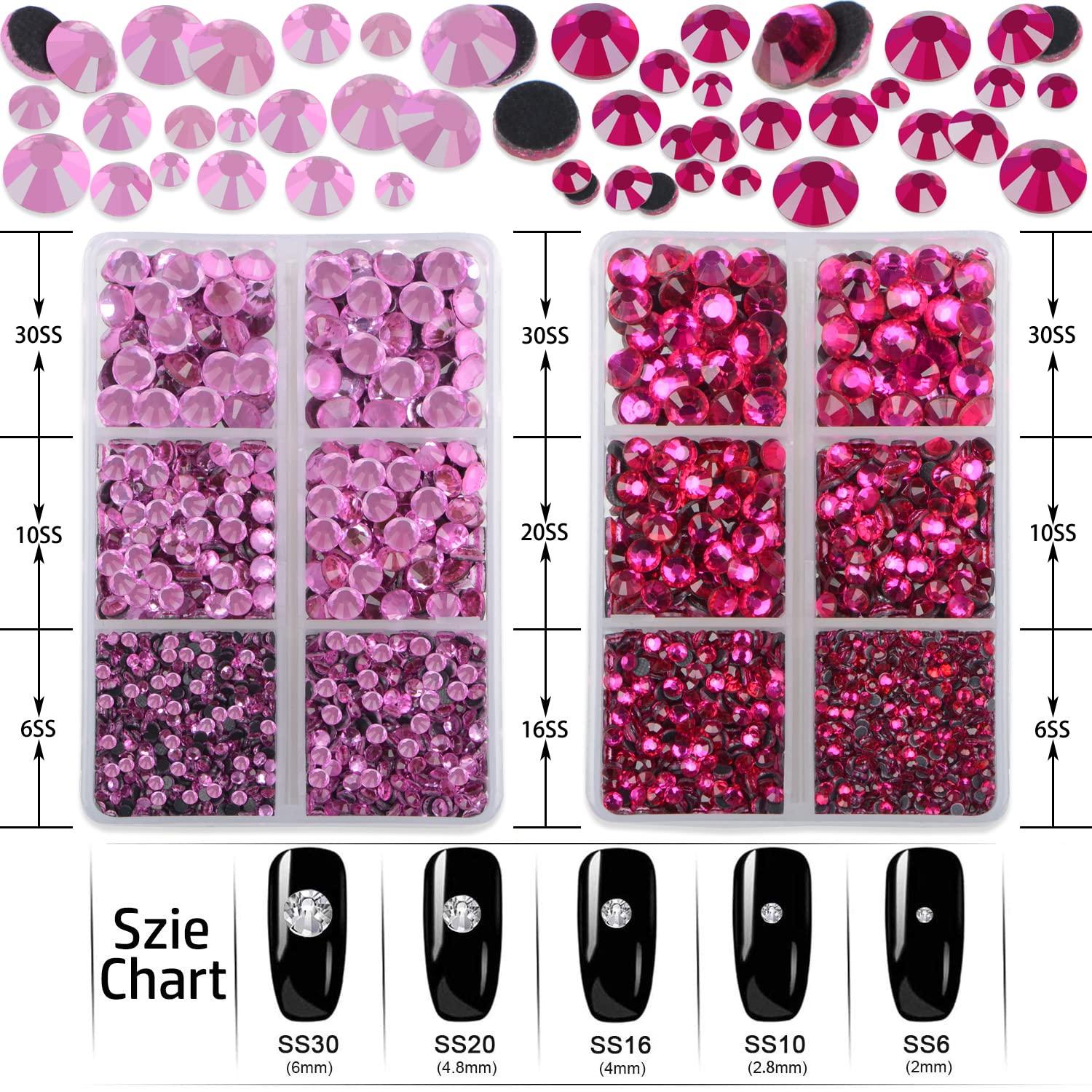 LPBeads Lpbeads 6400 Pieces Hotfix Rhinestones Transparent Black Flat Back  5 Mixed Sizes Crystal Round Glass Gems With Tweezers And Pick