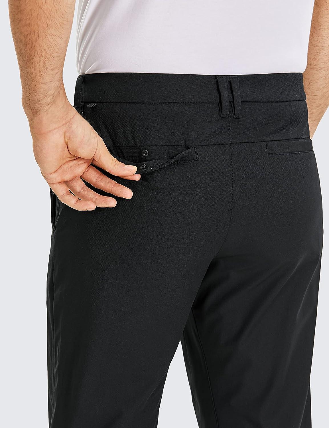 CRZ YOGA Men's All-Day Comfort Golf Pants - 30/32/34 Quick Dry  Lightweight Work Casual Trousers with Pockets 36W x 32L Black