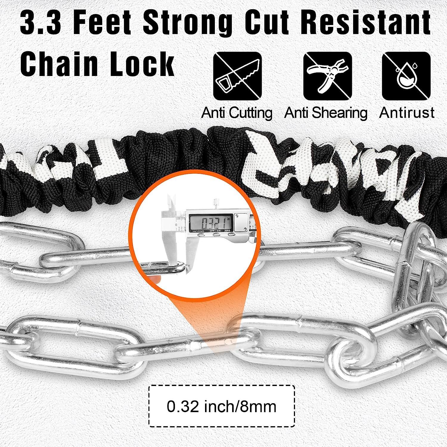 Titanker Bike Chain Lock, Security Anti-Theft Bike Lock Chain Resettable  Combination Bicycle Chain Lock 3 Feet Bike Locks for Bike, Motorcycle,  Bicycle, Door, Gate, Fence, Grill (6mm, 8mm Thick Chain) 8mm Combination