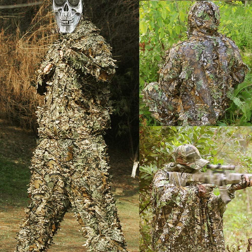 Ghillie Suit, Kids Adult 3D Leafy Camouflage Clothing, Ghillie Suit for  Men, Camo Suit for Turkey Hunting, Hunting Suit for Outdoor Game and  Halloween L (5.9-6.2FT)