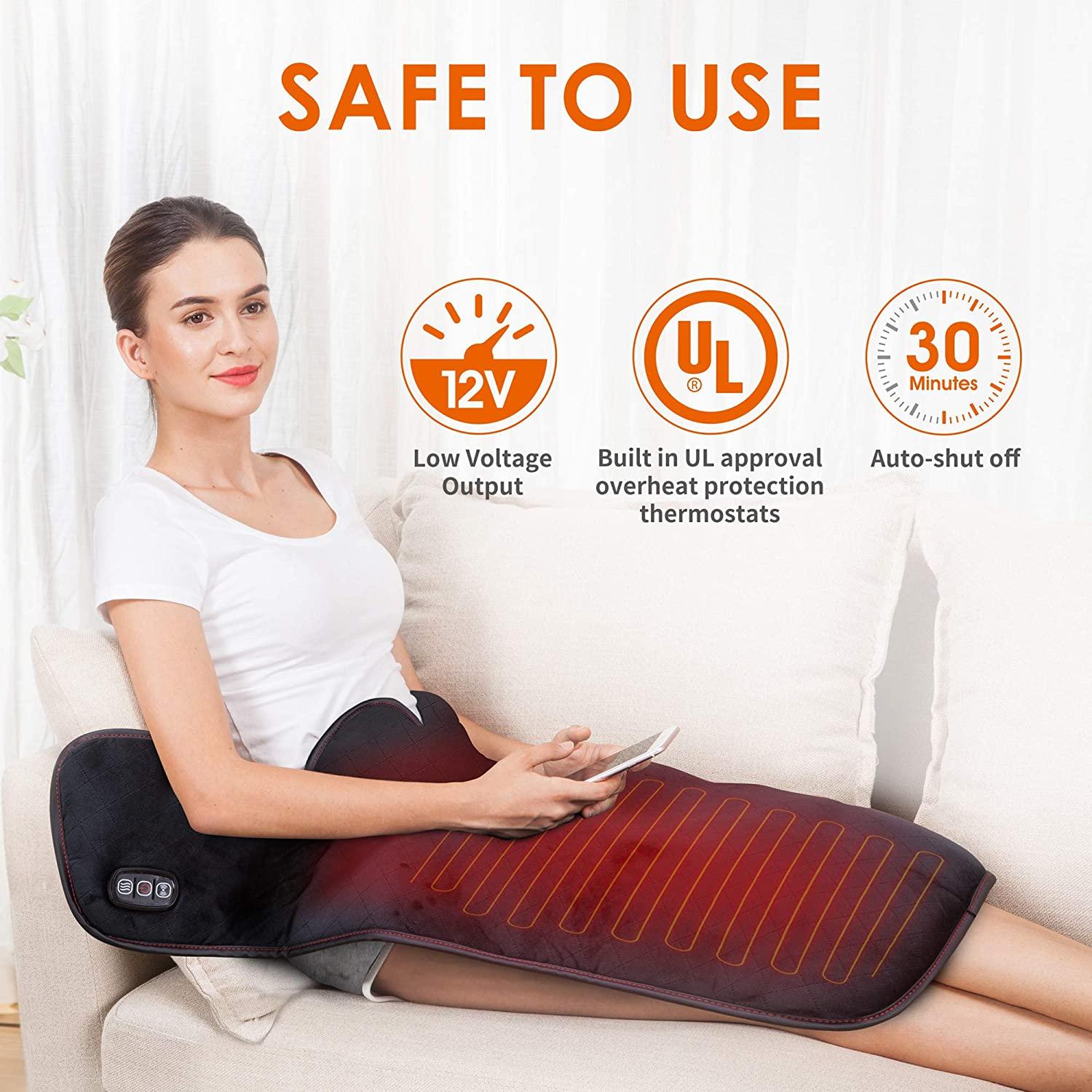 Snailax Heating Pad for Back Pain Relief, Vibrating Back Massager with