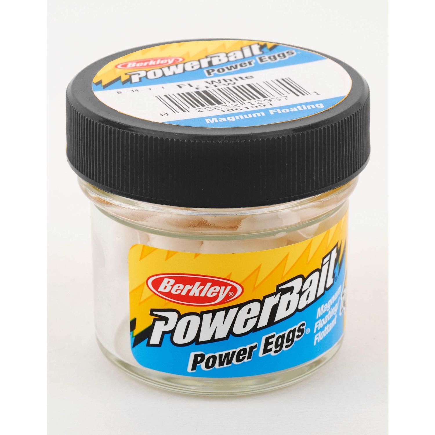Berkley PowerBait Power Eggs Floating Magnum Fishing Soft Bait, Fluorescent  White - Original Scent, .5 oz Small Jar