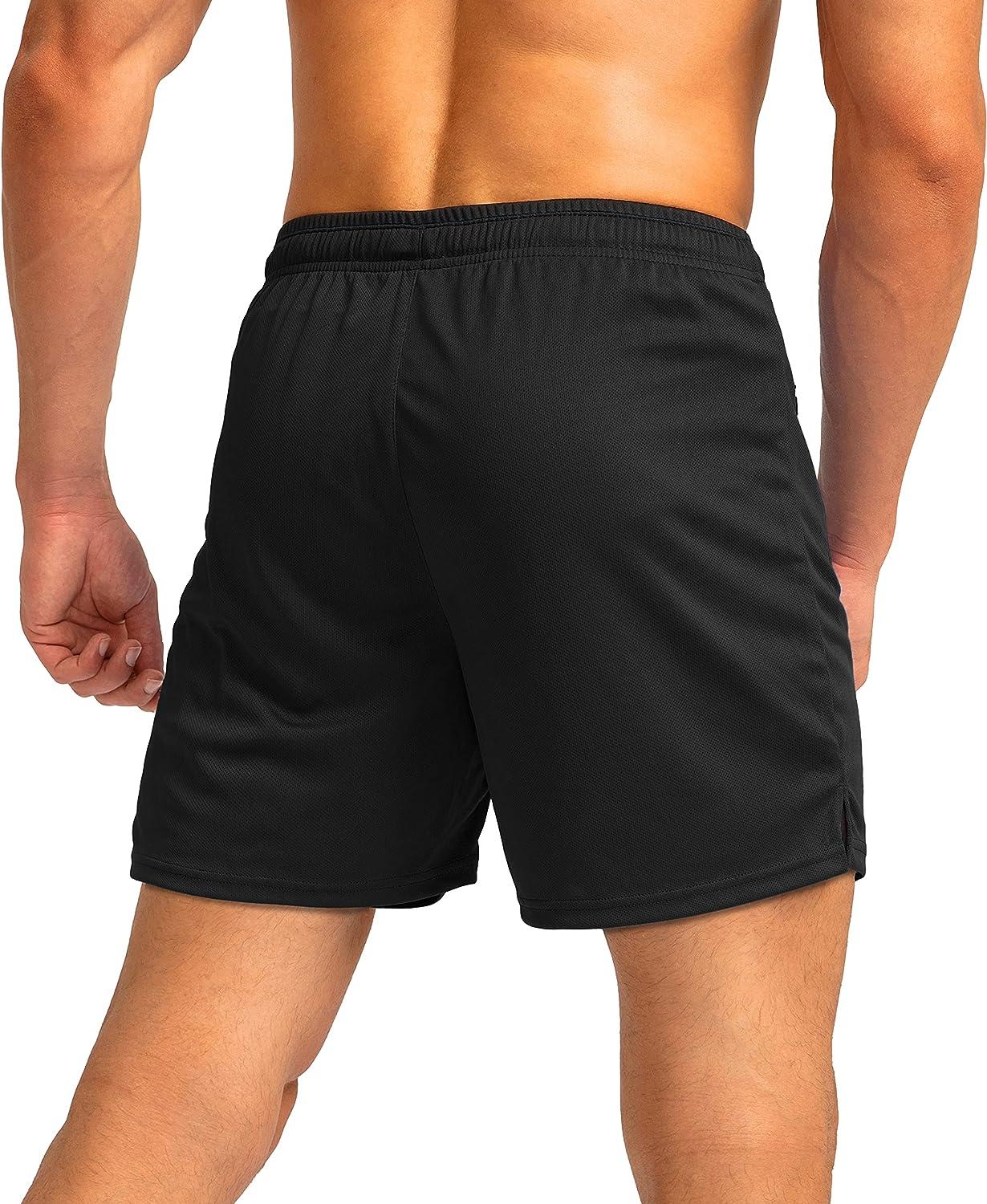 G Gradual Men's Running Shorts with Zipper Pockets Quick Dry Gym Athletic  Workout 5 Shorts for Men Black Medium