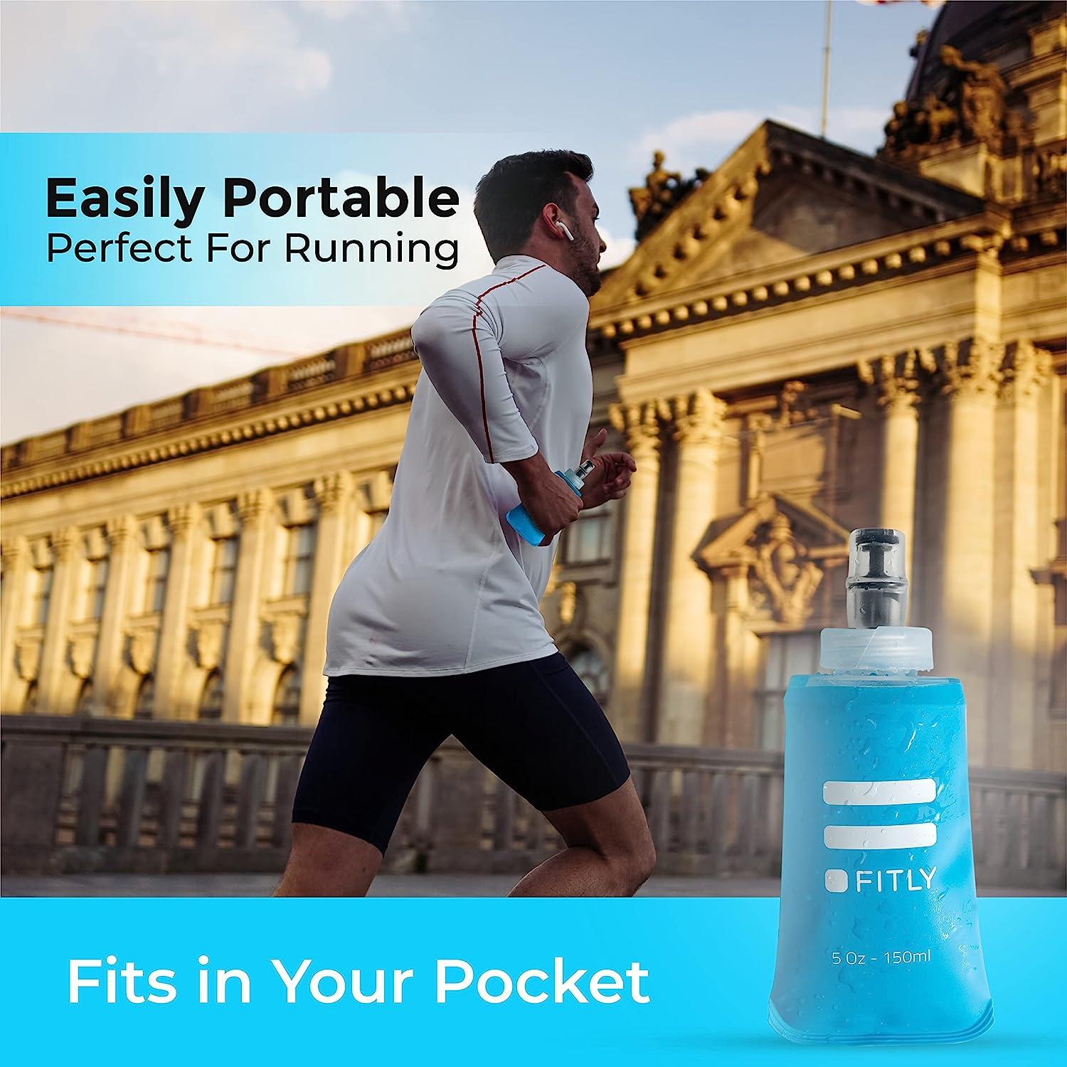 Soft Flask - 8.5 oz (250 ml) - Shrink As You Drink Pocket Soft Water Bottle  for Hydration Pack/Running Vest- Folding Water Bottle for Running, Hiking
