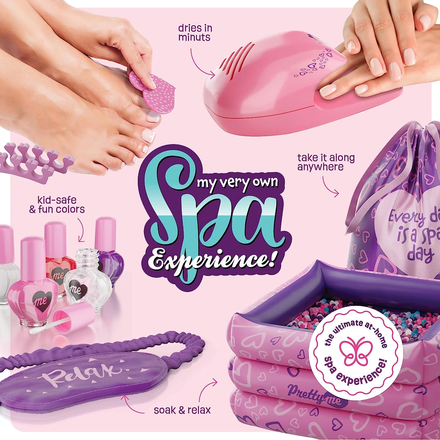 Spa Day Gift Set for Girls - Kids Manicure Pedicure Kit for Ages 6, 7, 8,  9, 10-12 Year Old Girl Gifts - Nail Art Salon + Sensory Beads Foot Spa +  Accessories Kit - Self Care Toys Age 5-12