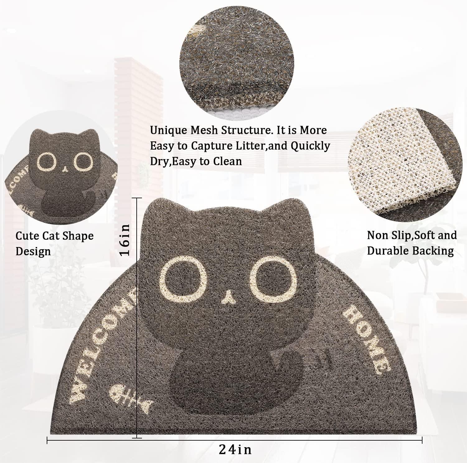 AAZZKANG Cat Feeding Mat Waterproof Cute Pet Mat for Food,Bowl,Water Black