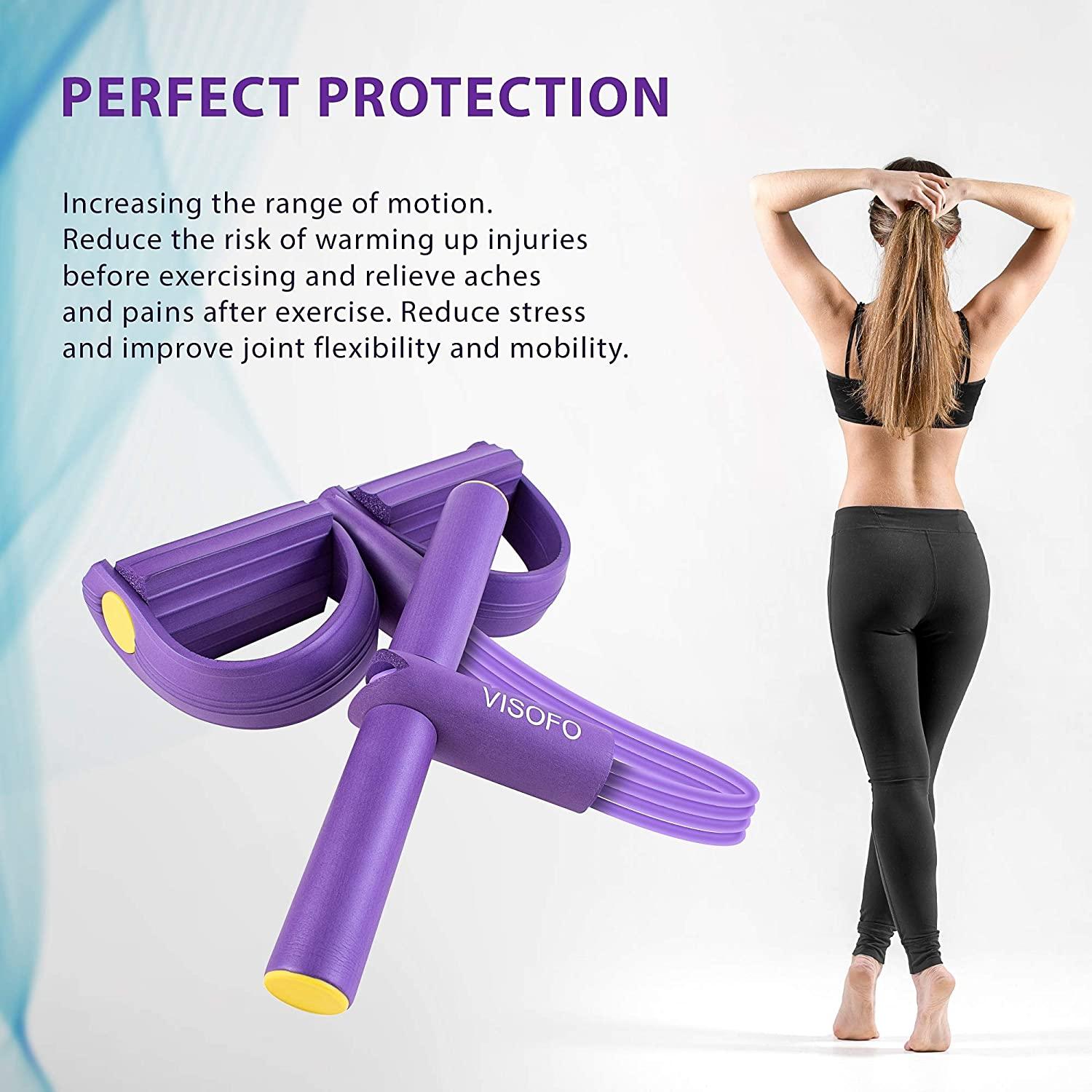 Pedal Resistance Band, 4-Tube Natural Latex Yoga Pedal Puller Resistance  Band, Multifunction Tension Rope for Abdomen, Waist, Arm, Yoga Stretching  Slimming Training Purple