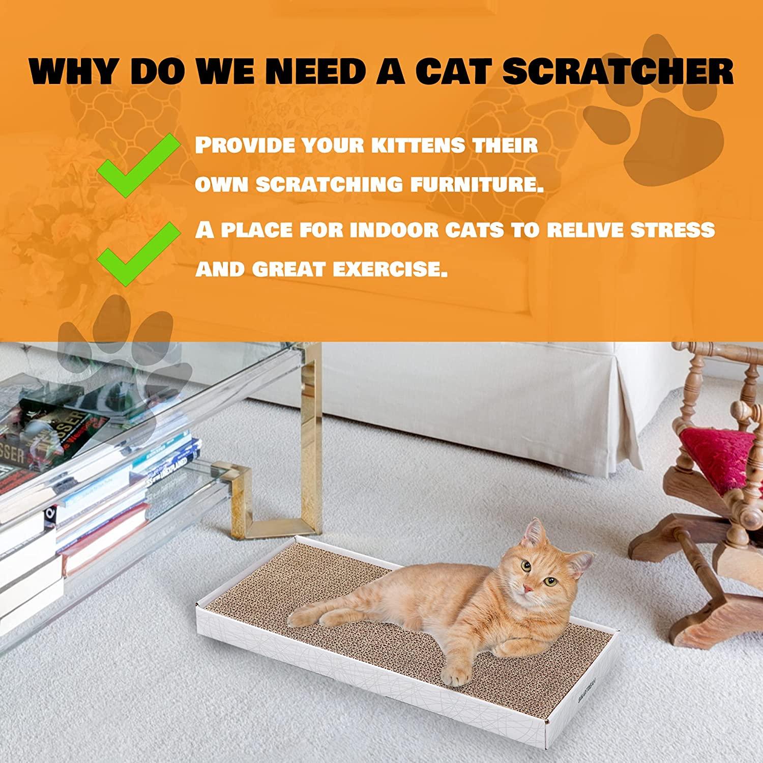 Cardboard Scratcher Pad Scratching Post:Smartbean 3pcs Cat Scratcher Cardboard,cat Scratch Pad,Cat Scratching Post,double-sided Design for Double Life