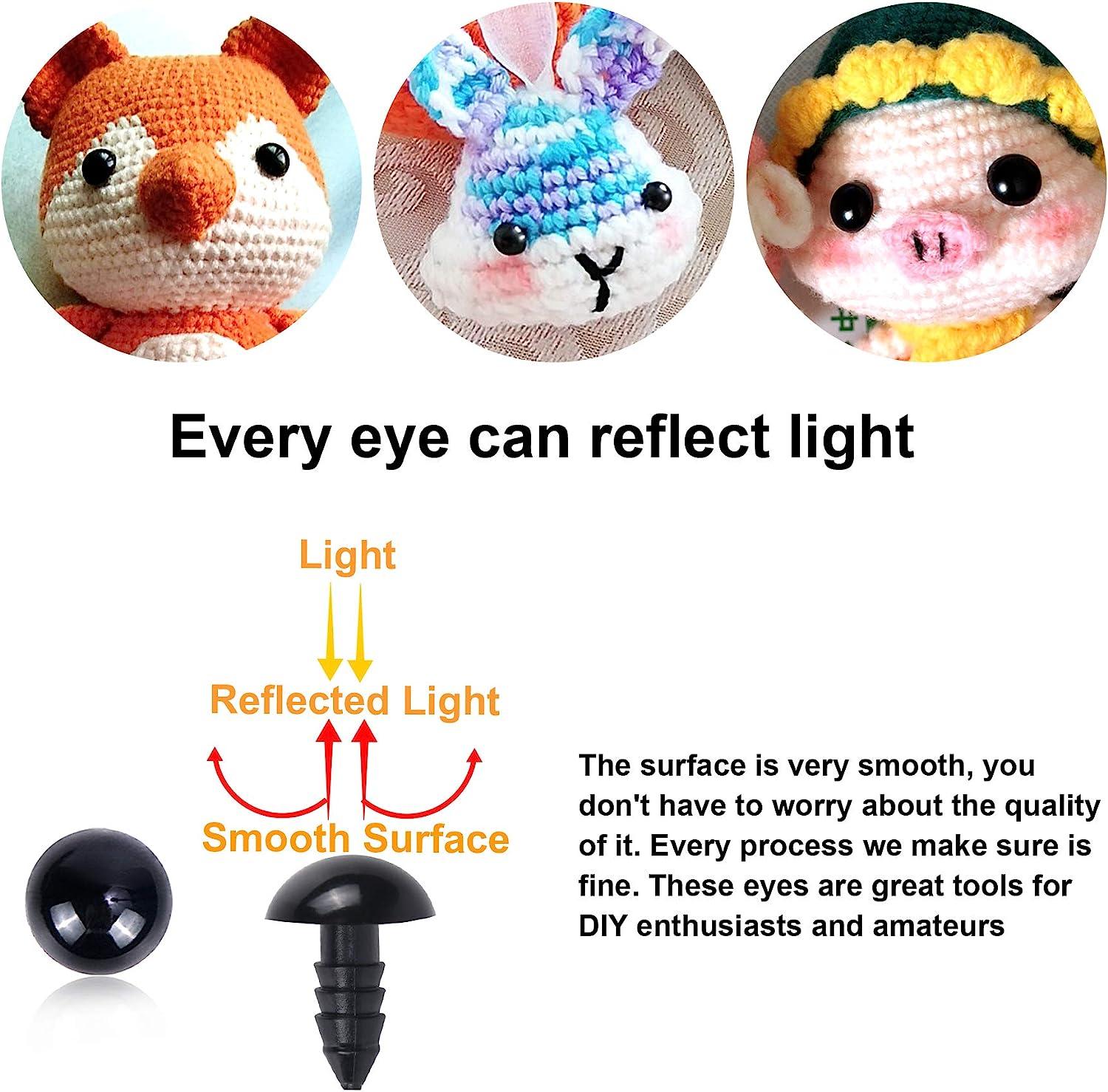 50 Pcs Safety Eyes, Craft Black Doll Eyes for Amigurumi Doll