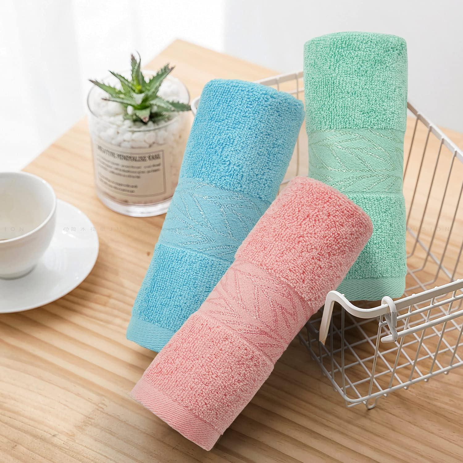 Cleanbear Washcloth Face Towels 6 Pack Wash Cloths for Bathrooms 13 by 13  Inches Large Washcloths with Decorative Patterns 3 Colors for Your  Different Family Members Sakura Pink Baby Blue Seafoam Green