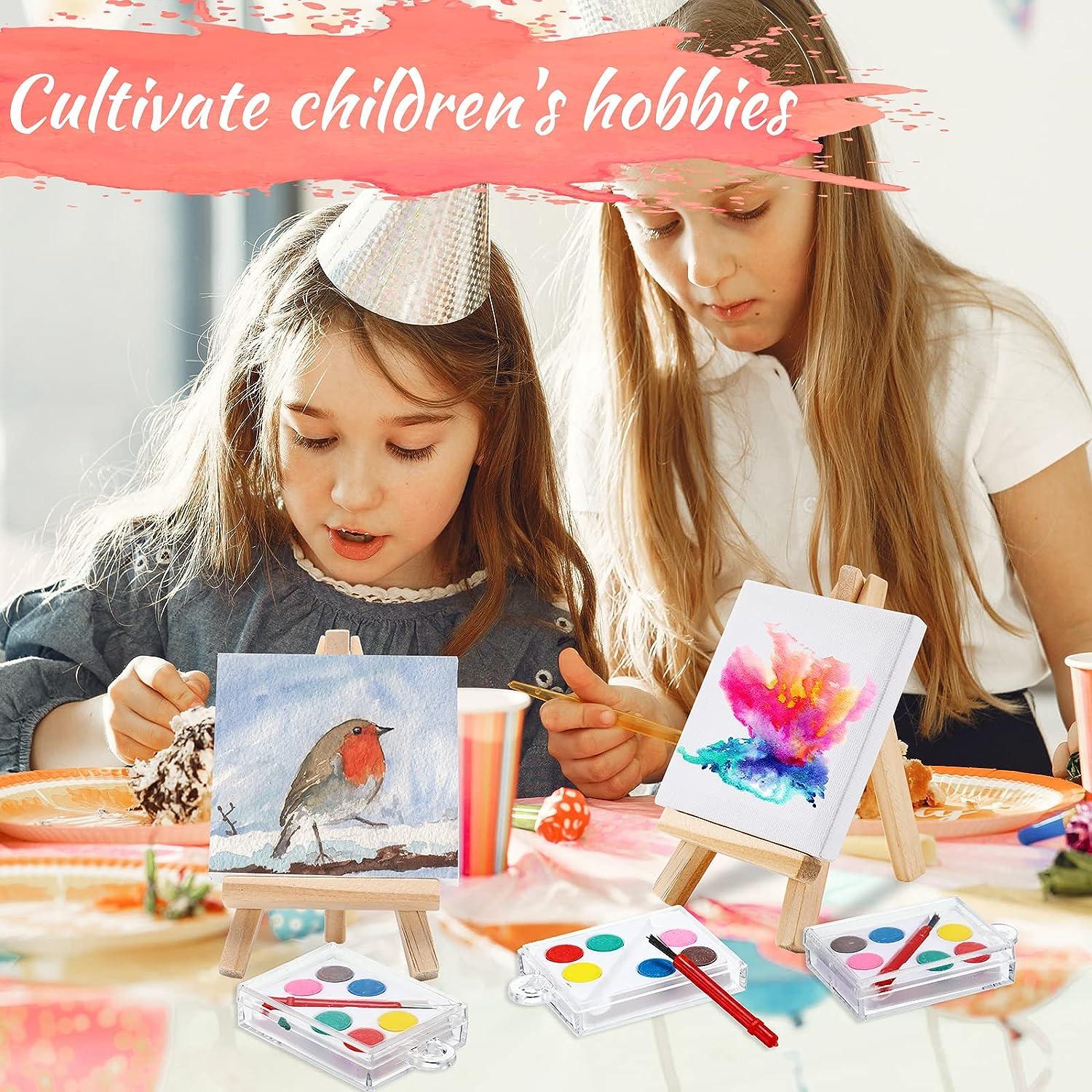 Kids Painting Set, Nature, 3 x 3 Mini Canvas & Easels –