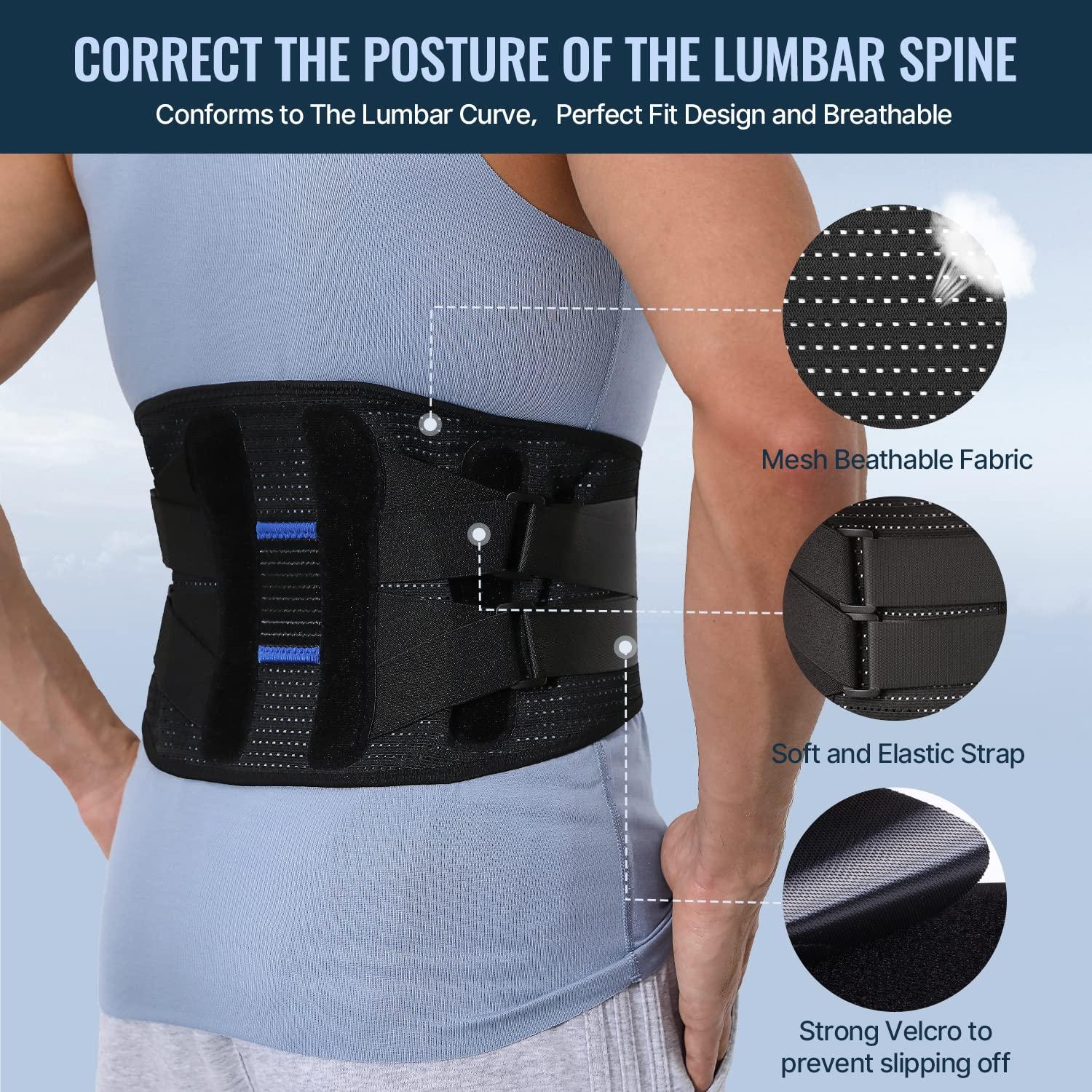 Rdeghly Adjustable Lumbar Support Belt Lower Back Brace Posture Corrector  Waist Wrap for Sciatica Back Pain Relief Postpartum Abdomen  Shaping,Adjustable Lumbar Support Belt Lower Back Brace Posture XL 