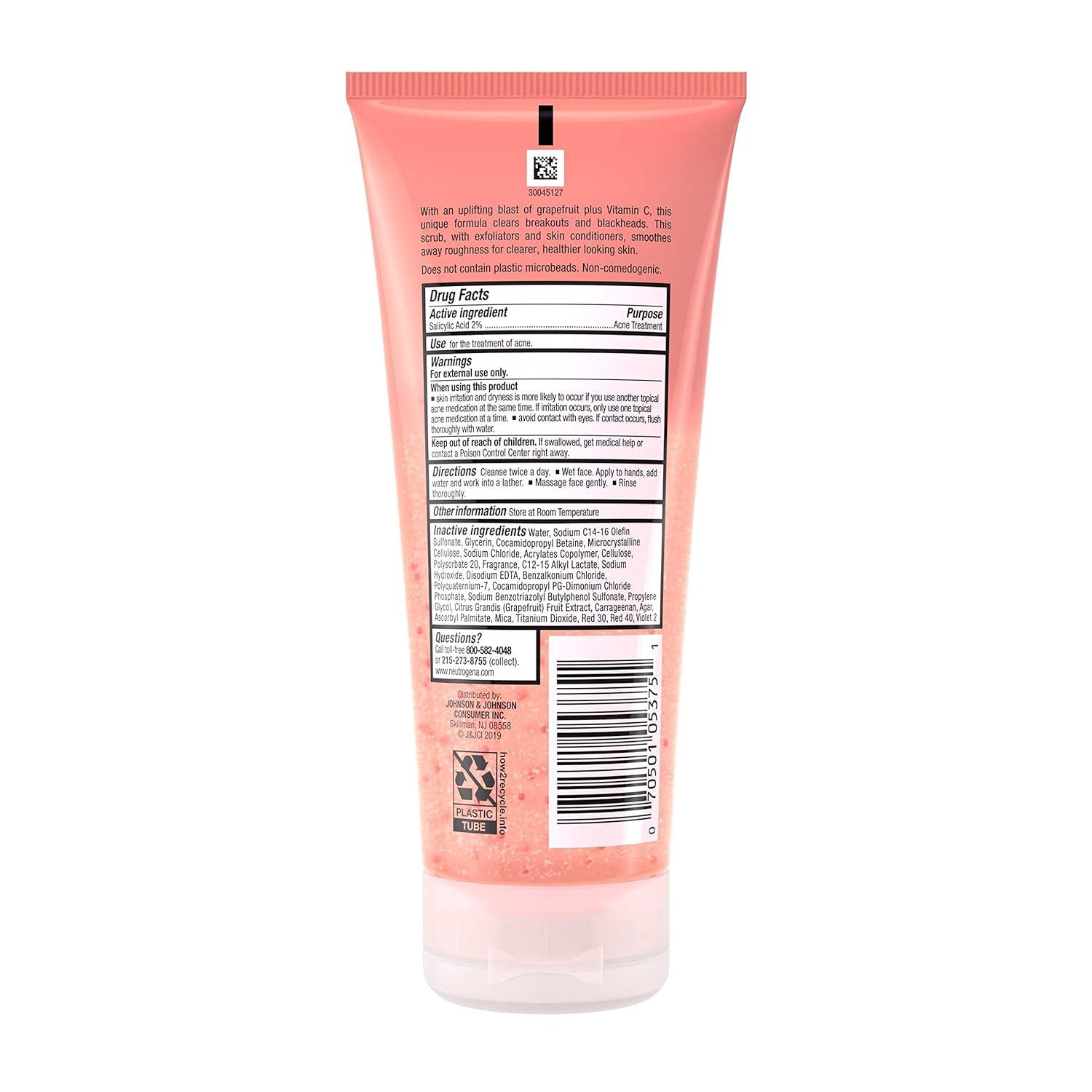 Neutrogena Oil Free Pink Grapefruit Acne Treatment Face Wash with Vitamin C  2% Salicylic Acid Gentle Foaming Facial Scrub to Treat & Prevent Breakouts  6.7 Fl Oz Pack of 3