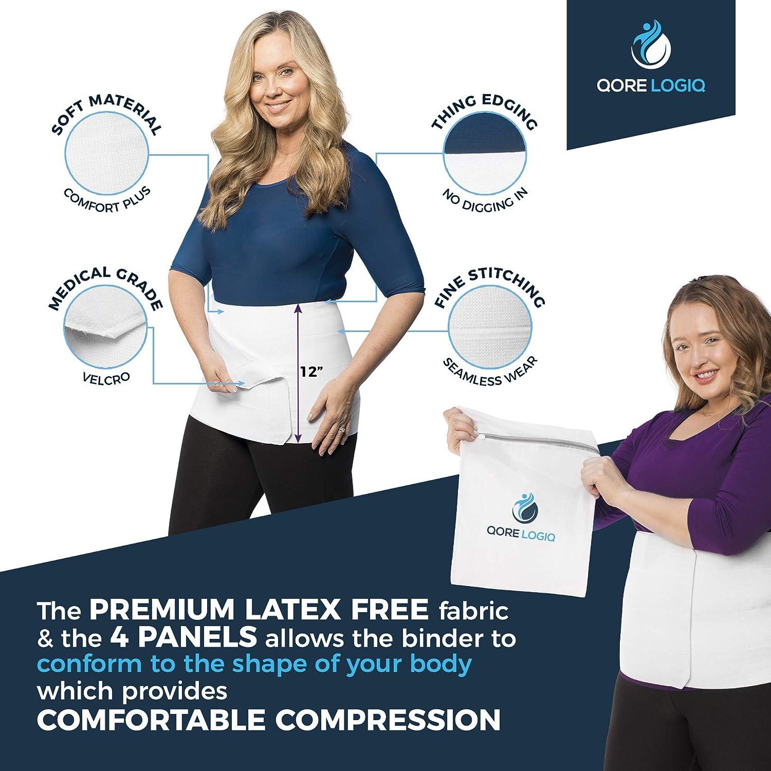 QORE LOGIQ Plus Size Abdominal Binder Post Surgery for larger Men + Women - Postpartum  Belly Band - Compression Garment - Hernia Belt For Men + Woman - C Section Belly  Binder 
