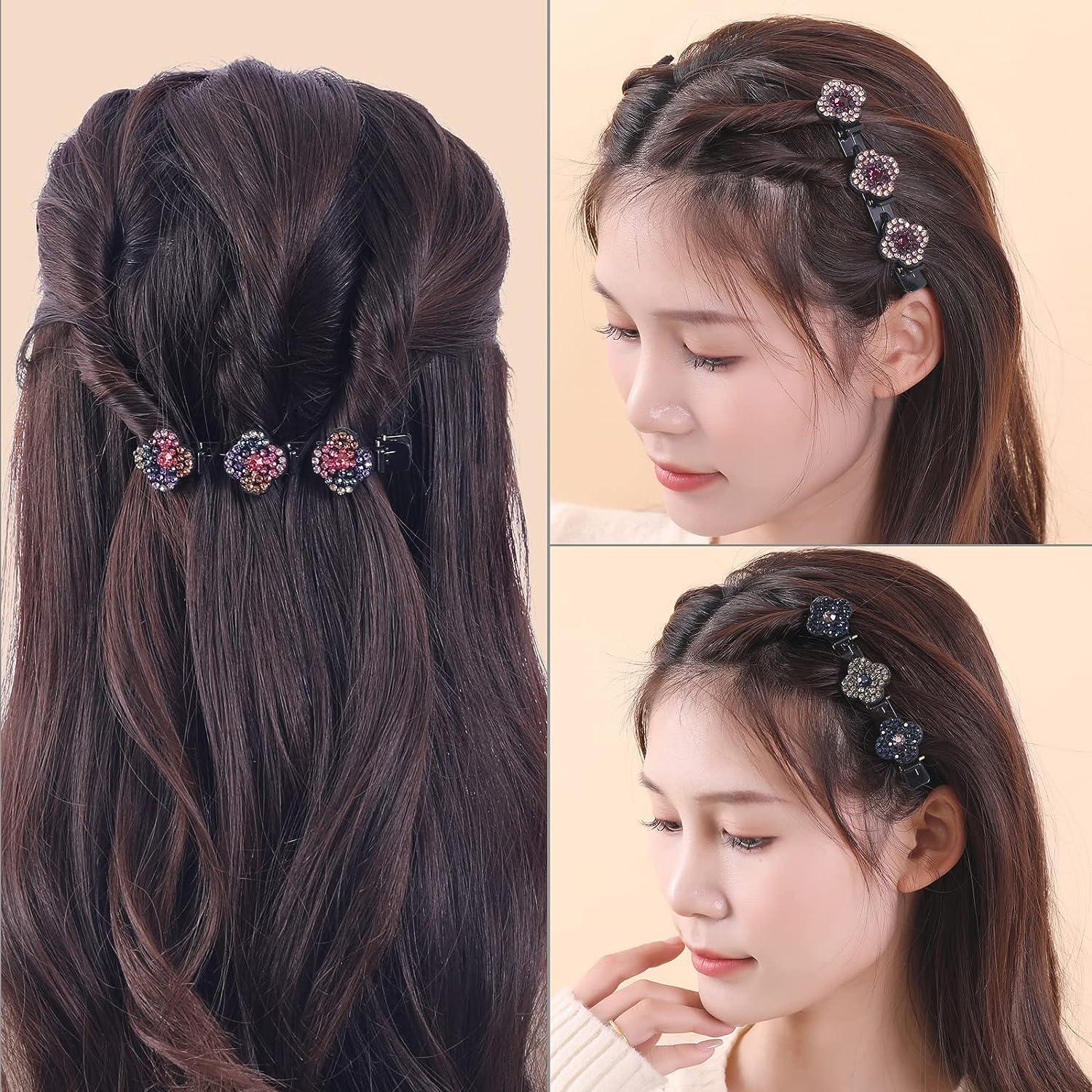 Pompotops 3 PCS Braided Hair Clips with 3 Small Clips for Women