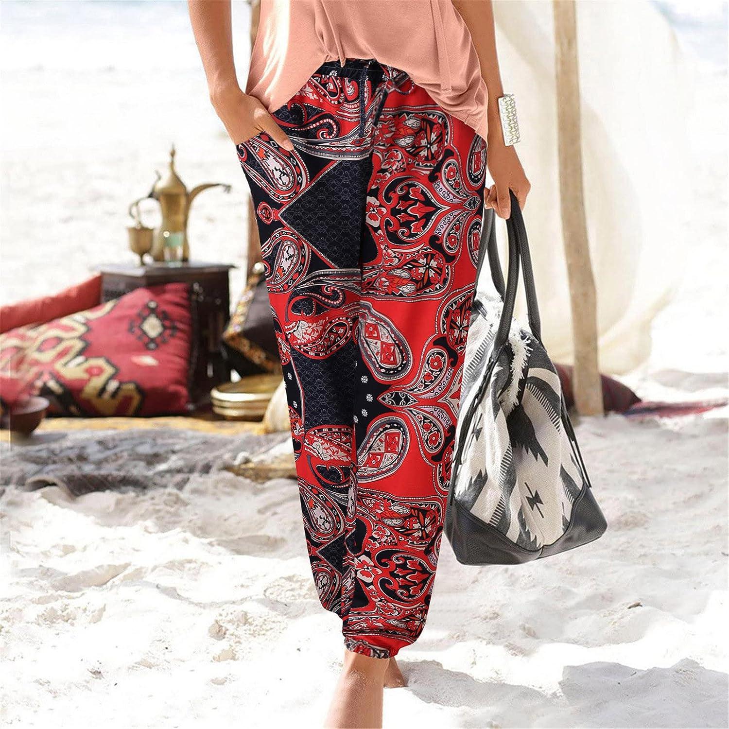 Women Printed Floral Beach Pants Summer Plus Size Cropped Pants Loose  Fitting Broken-hole Denim Harem Pants With Pockets - Etsy