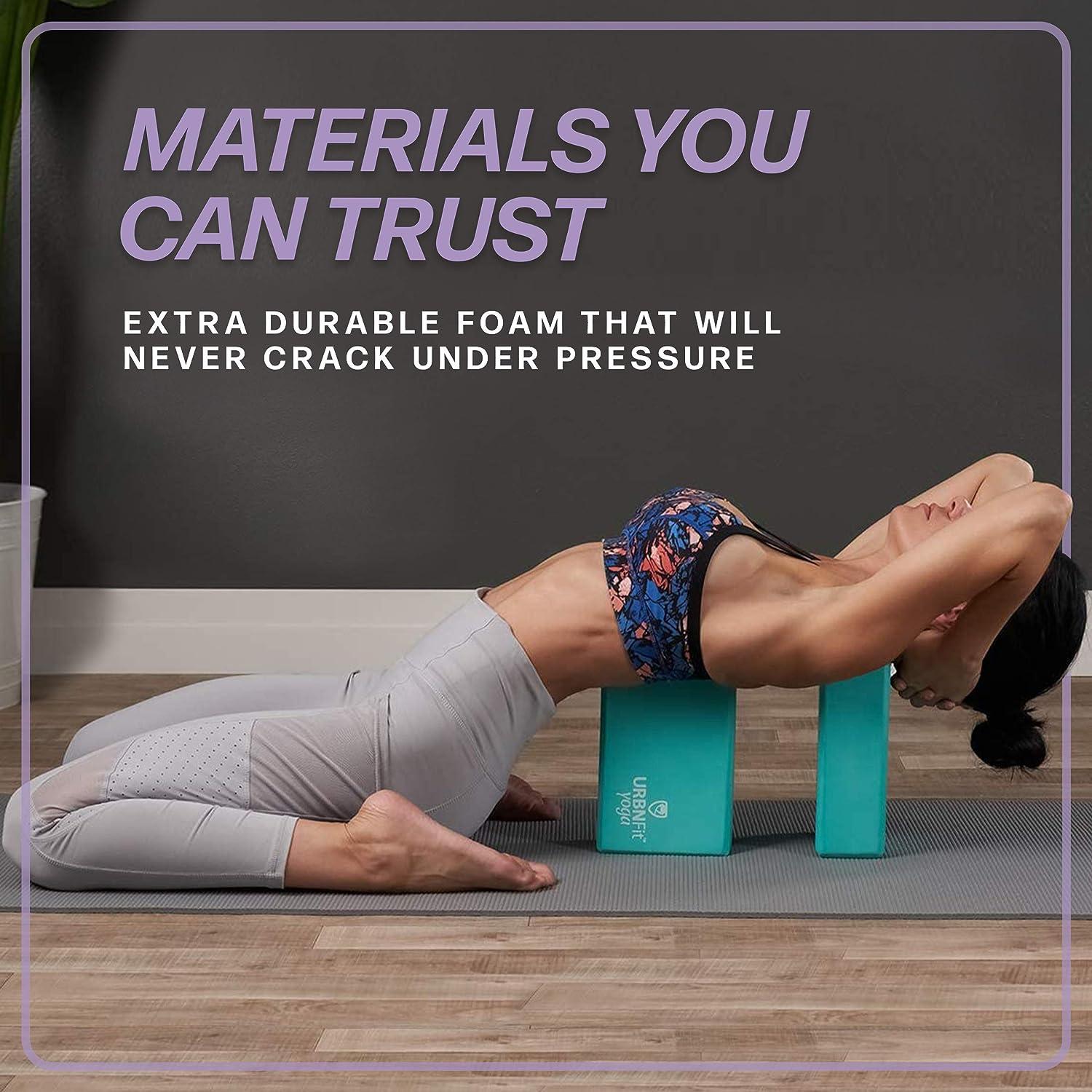 URBNFit Yoga Blocks 2 Pack - Sturdy Foam Yoga Block Set with Strap for  Exercise 